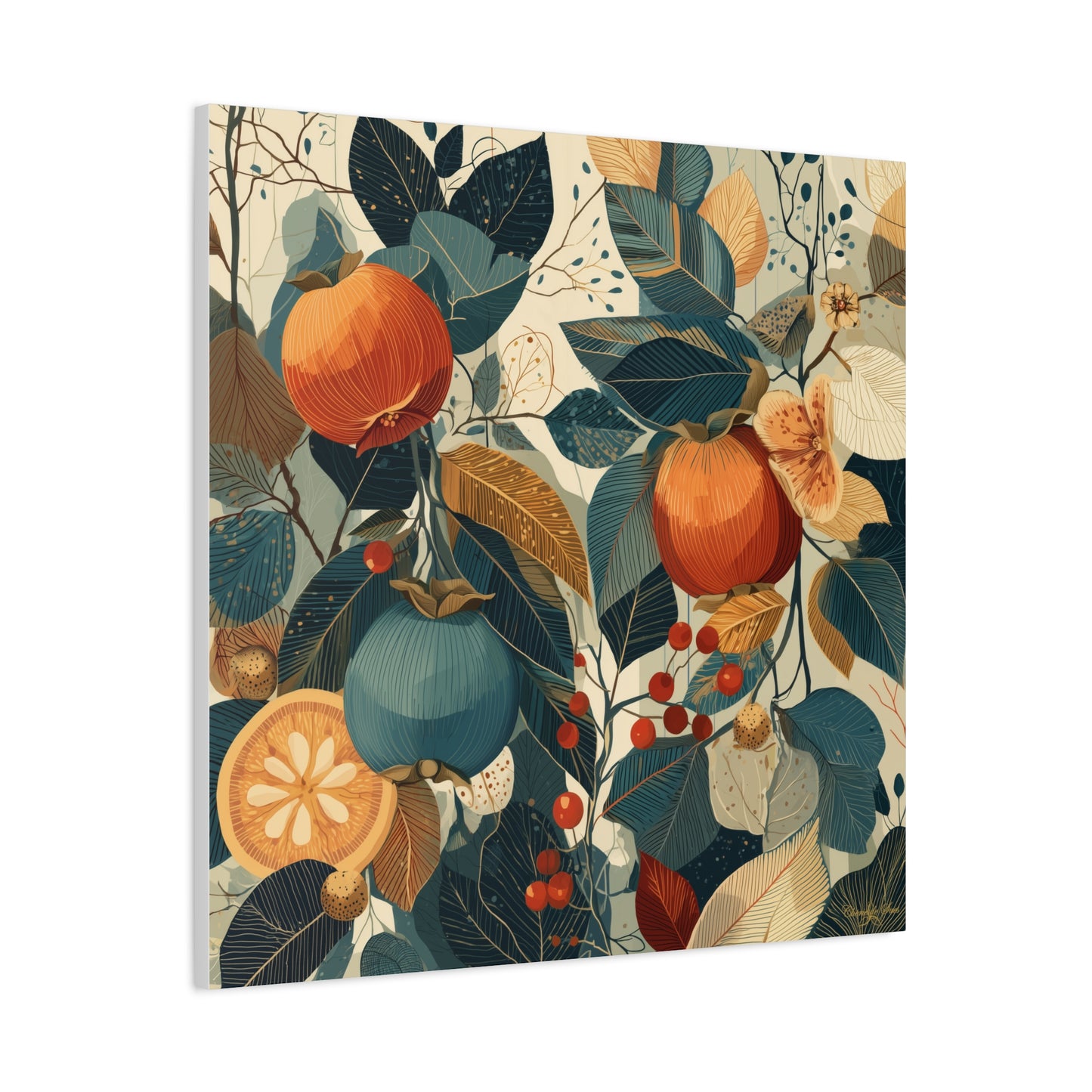Canvas Art - Autumn Harvest Persimmons Fruit