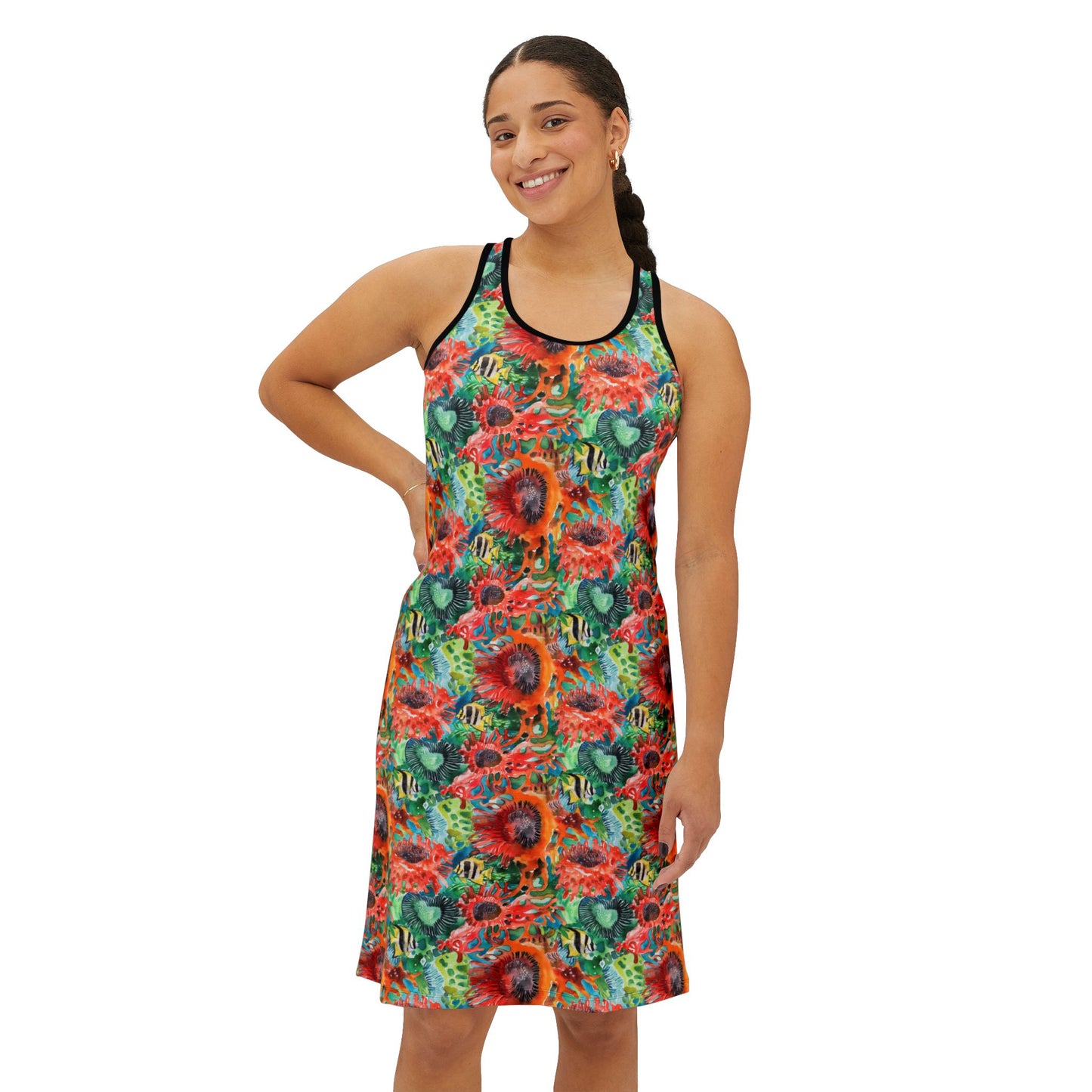 Women's Racerback Dress - Coral Reef with Yellow Angel Fish