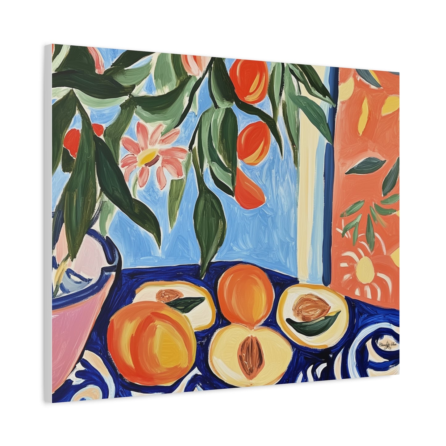 Canvas Art - Flowers And Peaches Still Life