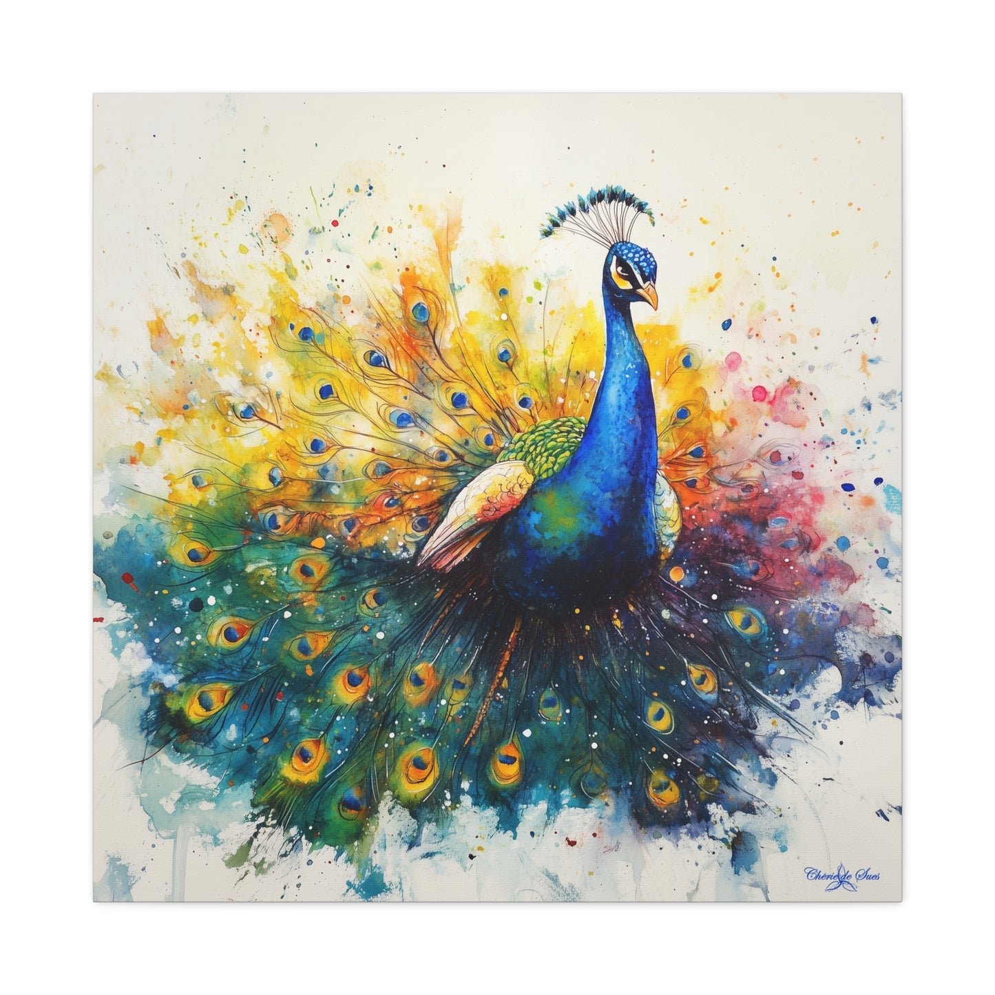 Canvas Art - Elegant Peacock Watercolor