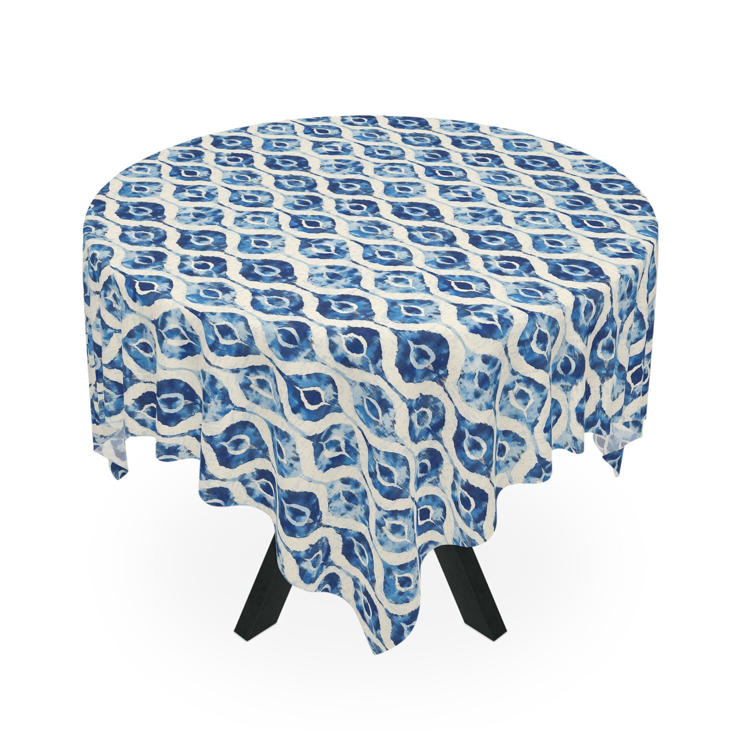 Square Tablecloth - Blue And White Diamond Ikat