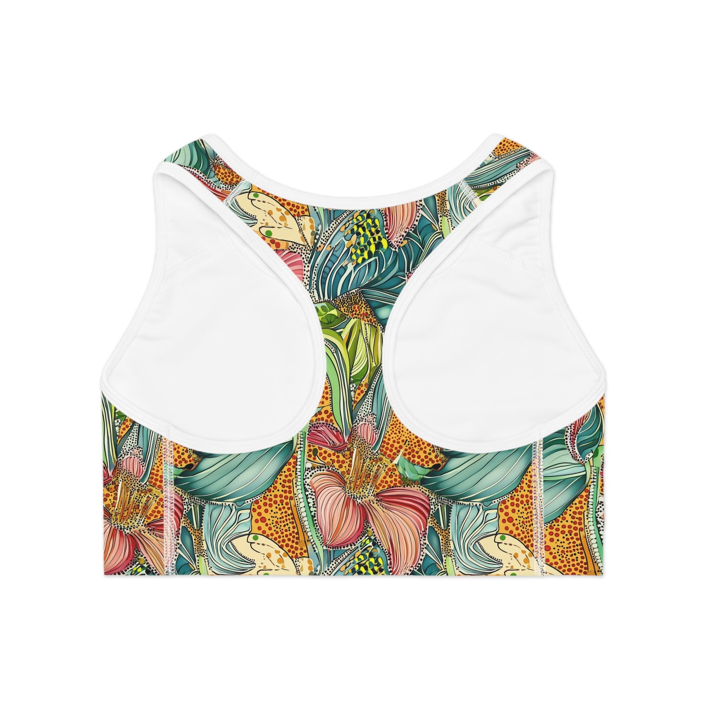 Sports Bra - Tropical Irises And Animal Print