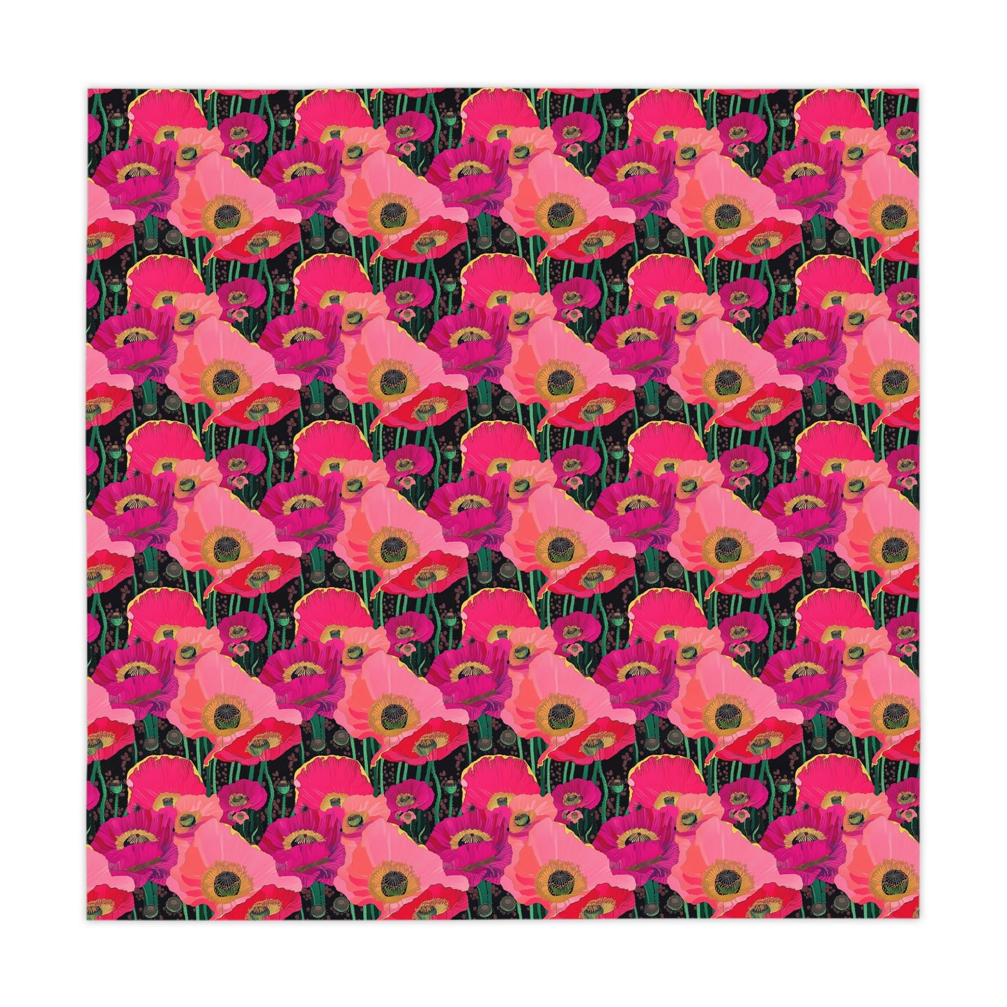 Square Tablecloth - Fuchsia Pink Poppies Perfect for Celebrations & Gatherings
