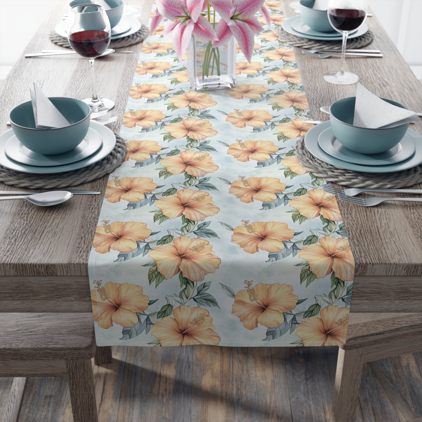 Table Runner - Tropical Hibiscus Floral Dining Decor