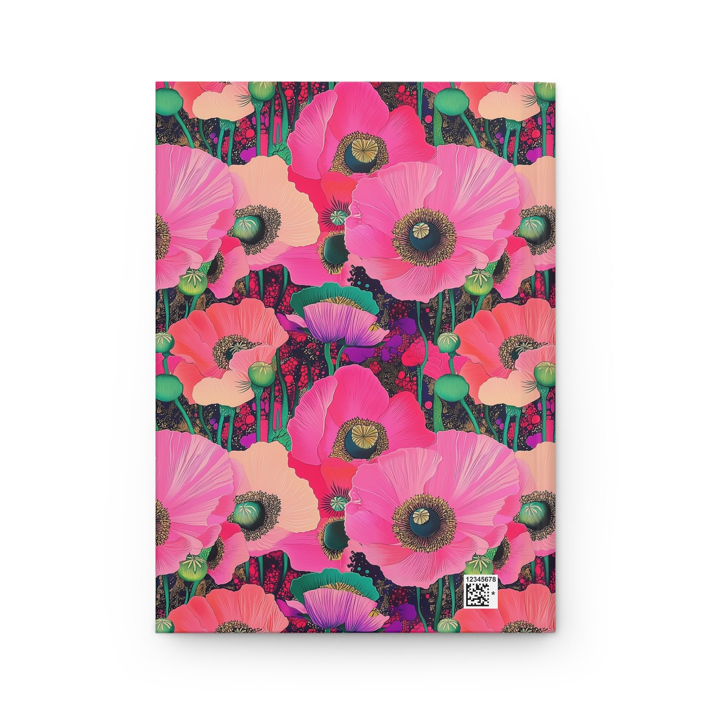 Hardcover Journal - Vibrant Fuchsia Pink Poppy Design for Personal Reflection and Creativity