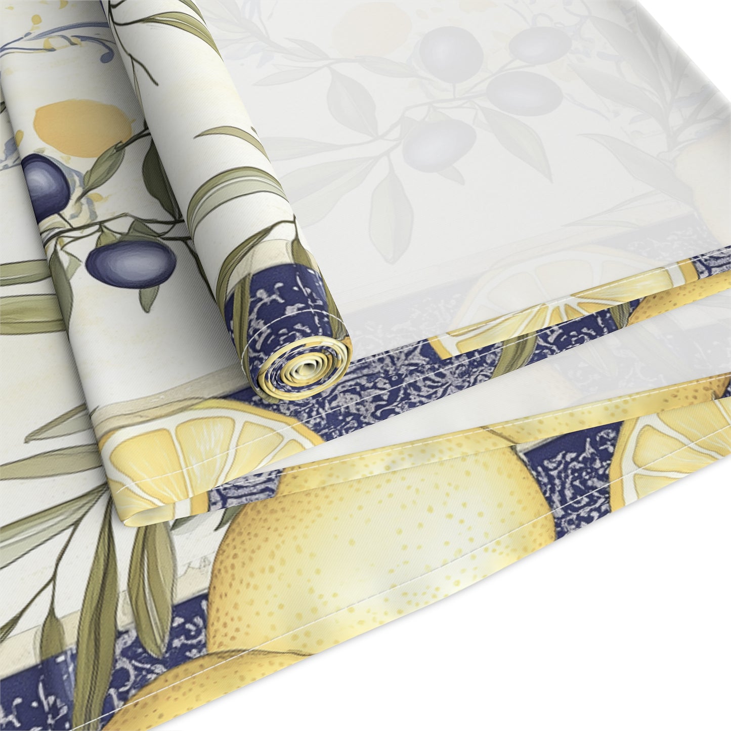 Table Runner - Cotton Mediterranean Tuscun Lemon & Olive Design