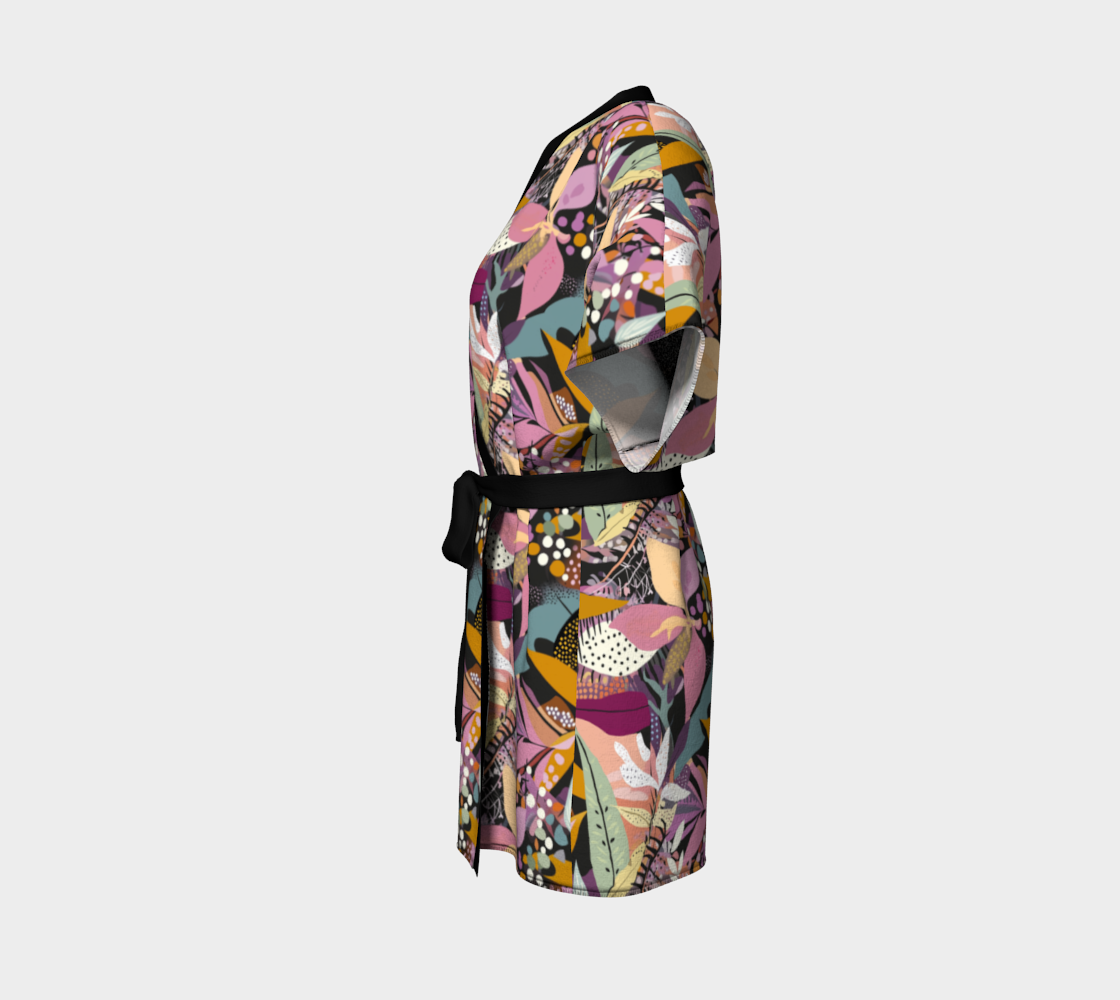 Tropical Floral Abstract Short Kimono