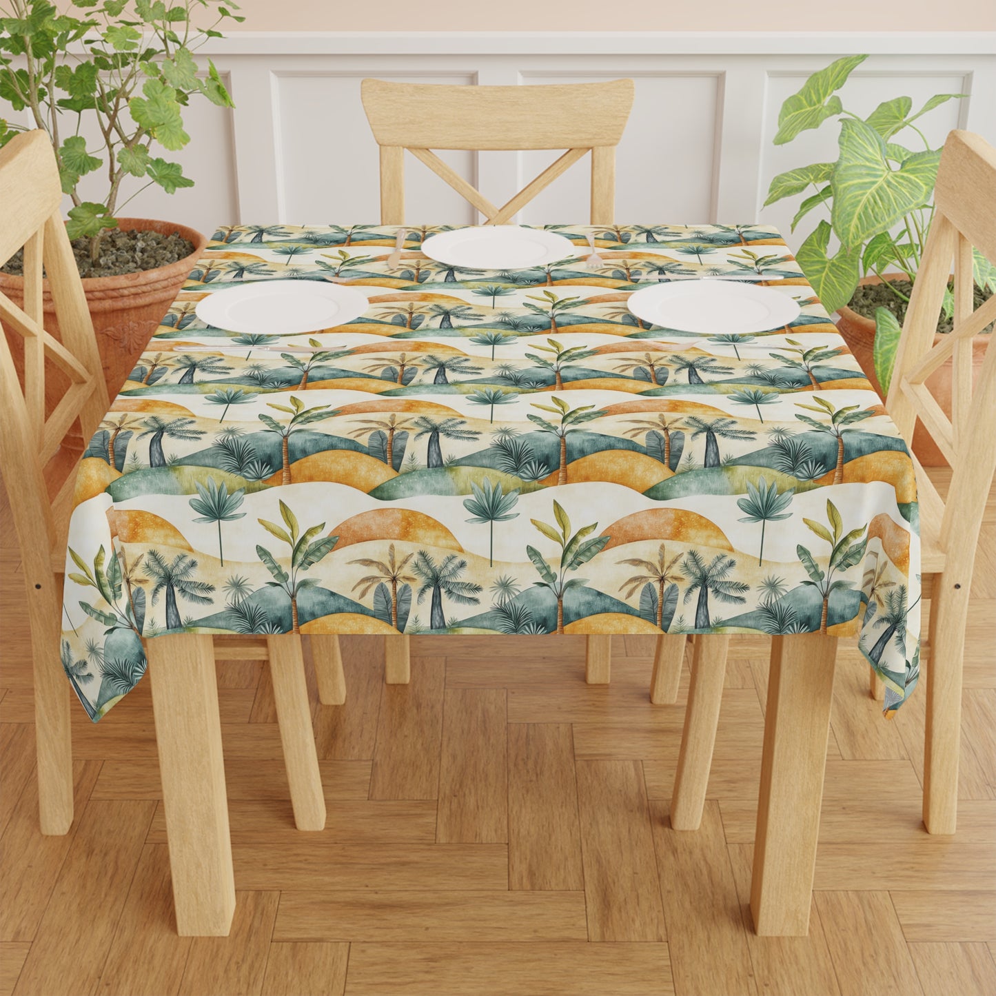 Square Tablecloth - Palm Trees Desert Oasis