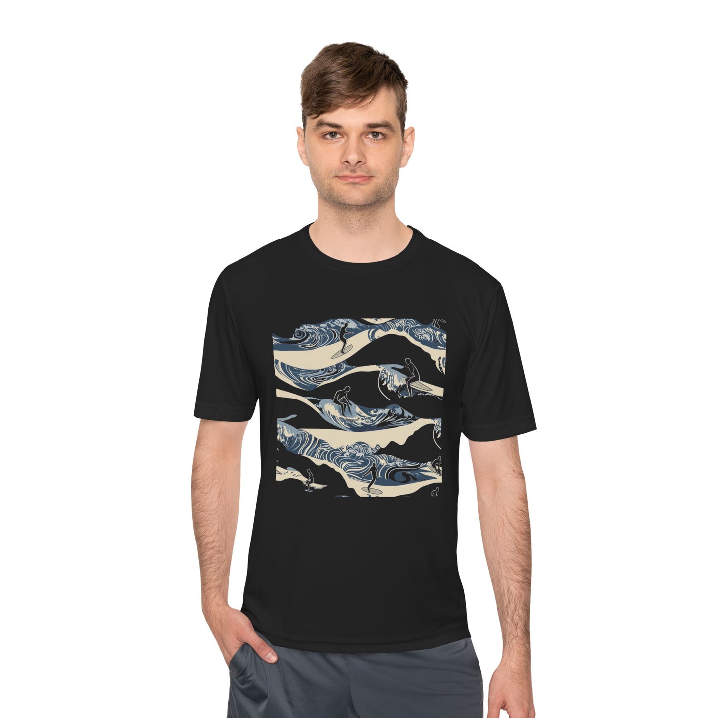 Men's Novelty Tshirt - Moonlit Hawaiian Wave Surfers
