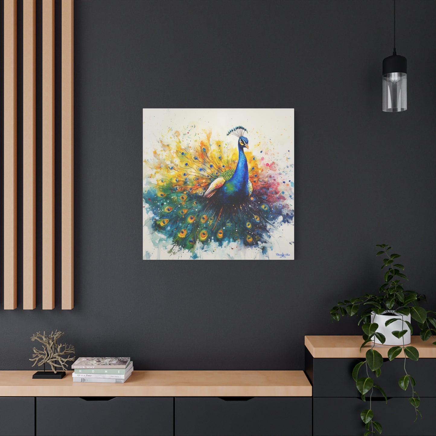 Canvas Art - Elegant Peacock Watercolor