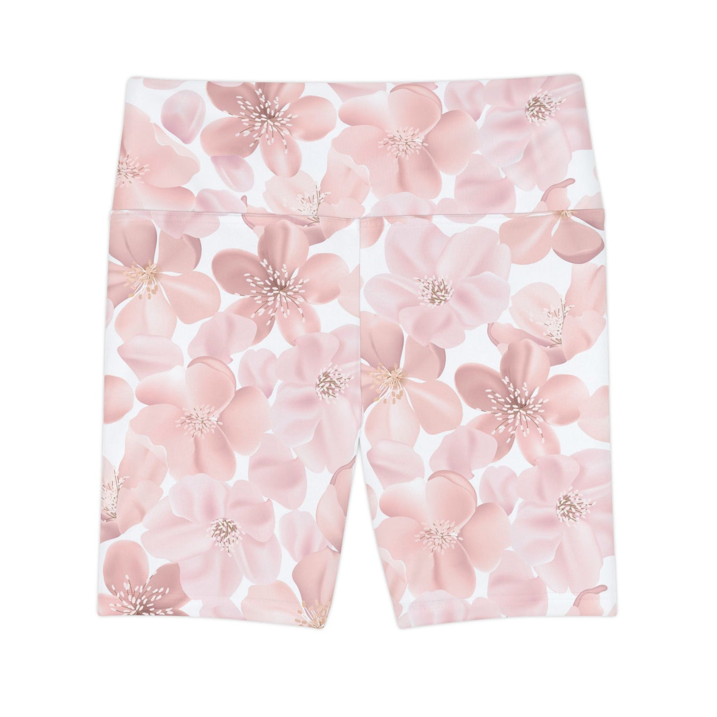 Athletic Shorts - Pink Sakura Floral On White Women's Workout Shorts