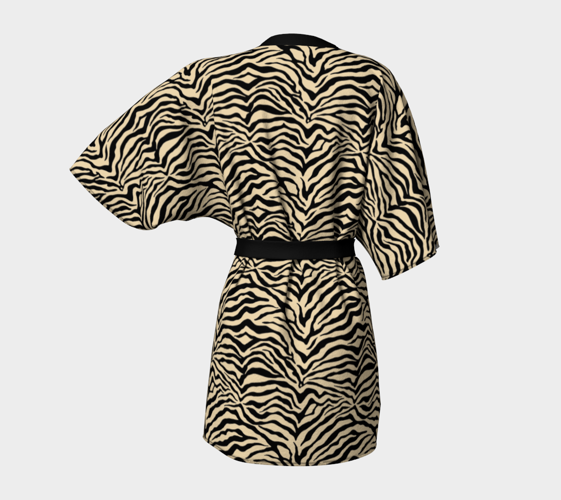 Zebra Stripes Black & Tan Short Kimono