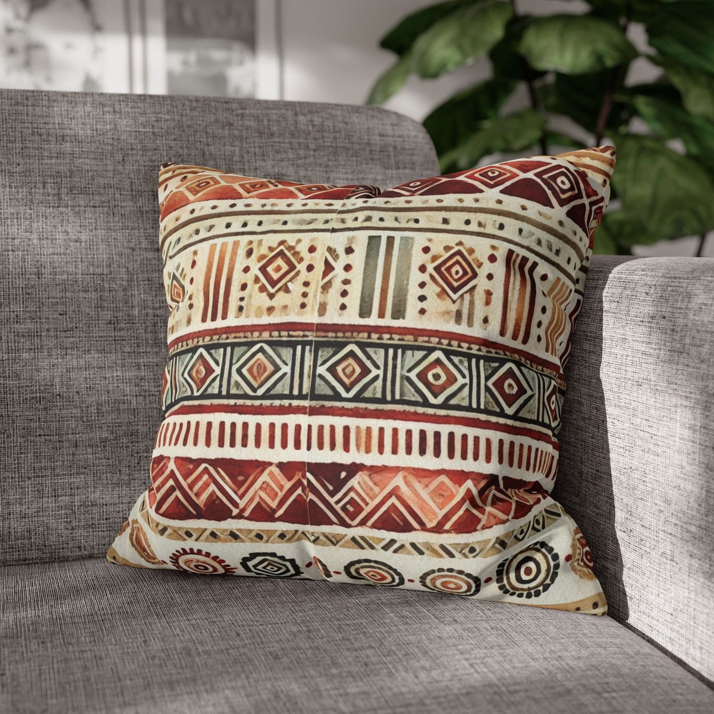 Square Pillow Cover - Bohemian Batik Tribal Pattern