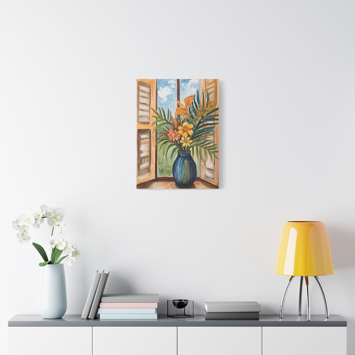 Canvas Art - Tropical Island Window Floral Bouquet
