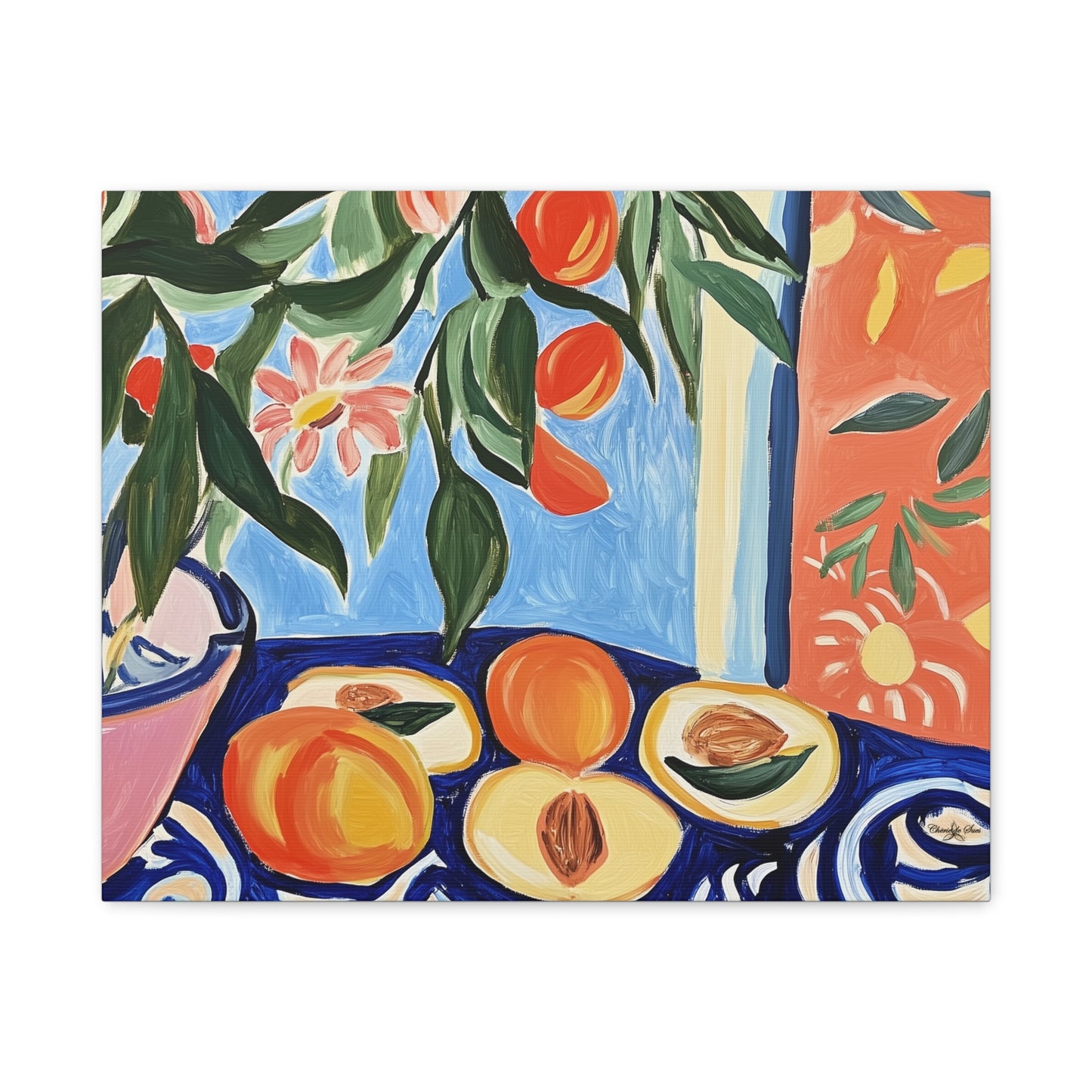 Canvas Art - Flowers And Peaches Still Life