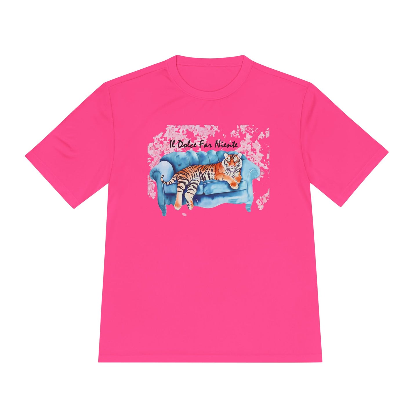 Women's Novelty Tshirt - Watercolor Tiger On Couch il Dolce Far Niente