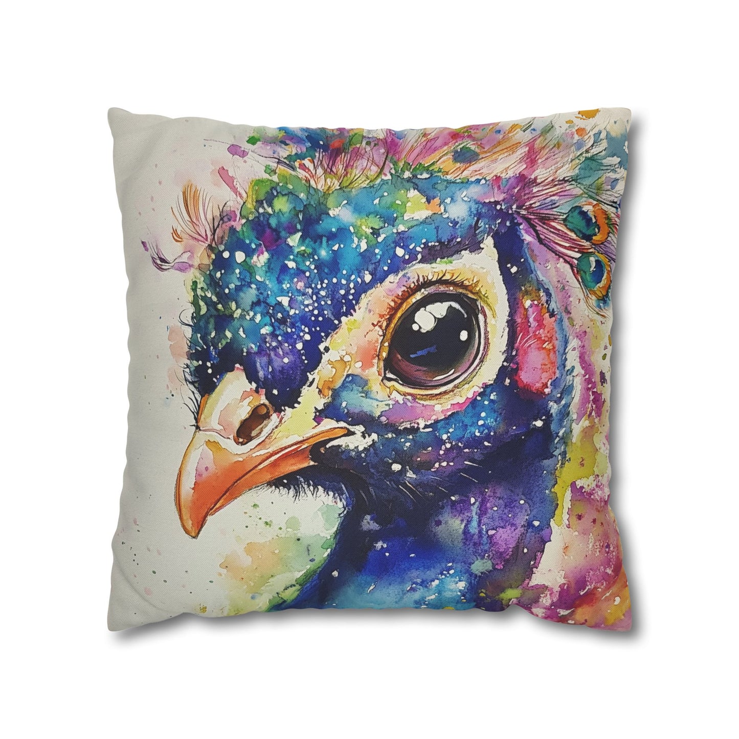 Print Pillowcase - Baby Peacock In Colorful Watercolors