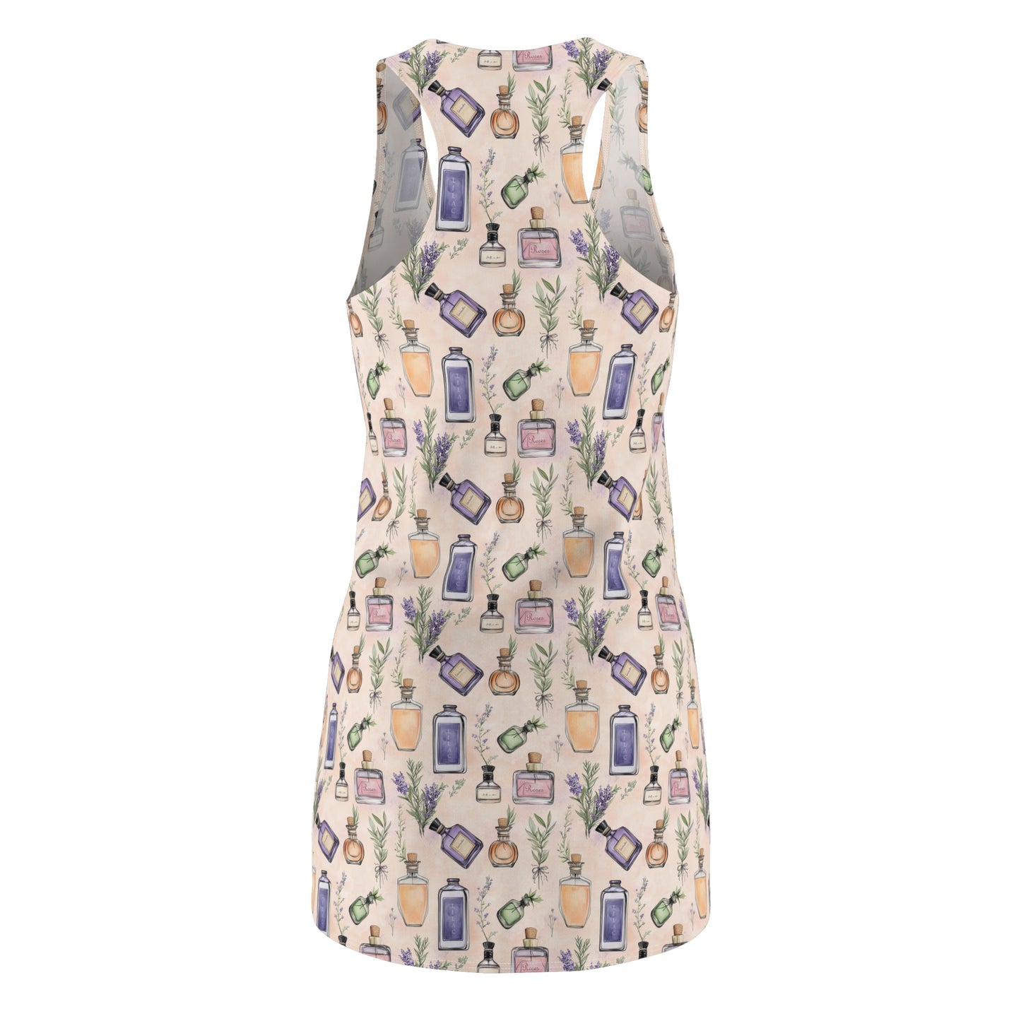 Women's Racerback Dress - Bohemian Floral Vintage Perfume Bottles