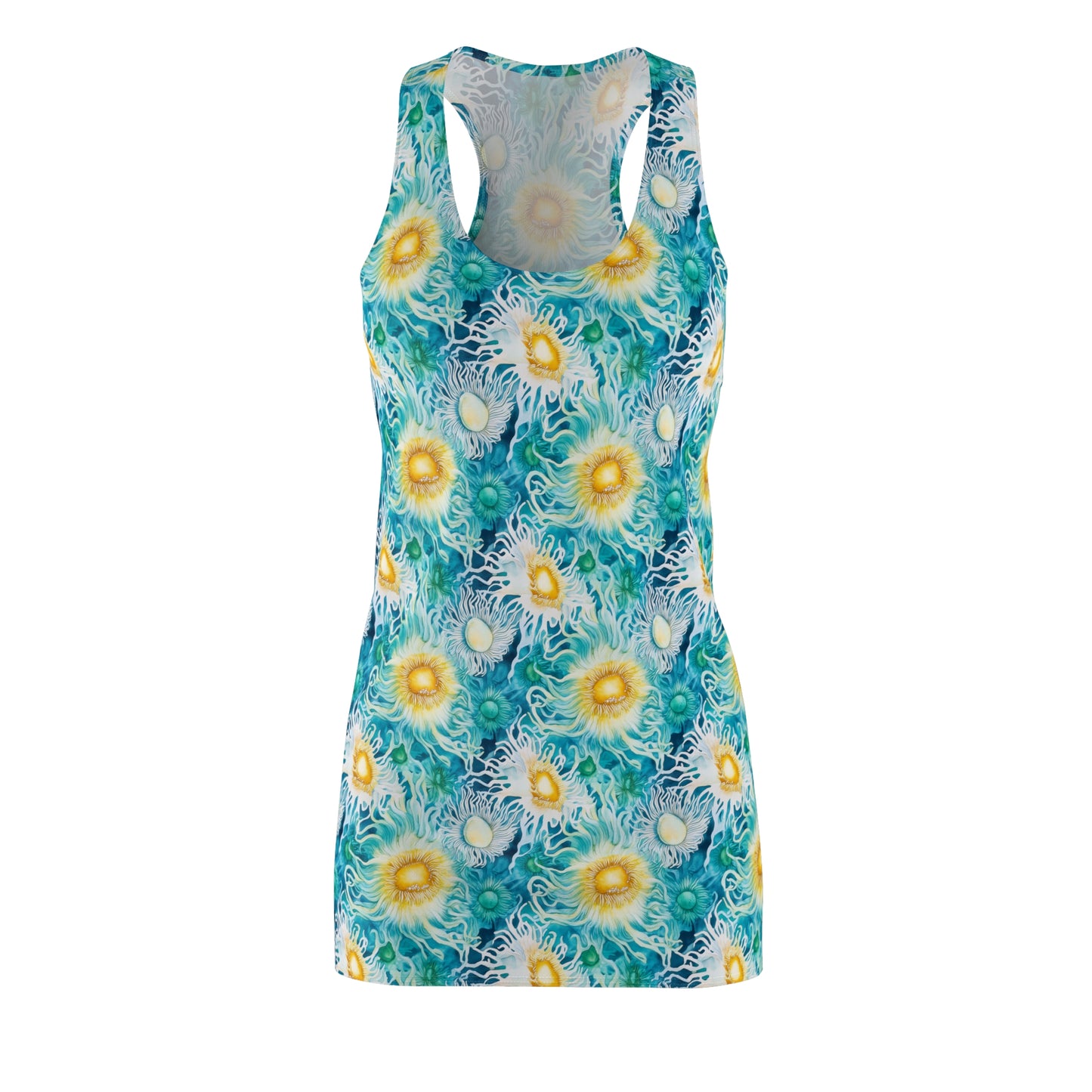 Women's Racerback Dress - Ocean Sea Anemone Floral Print