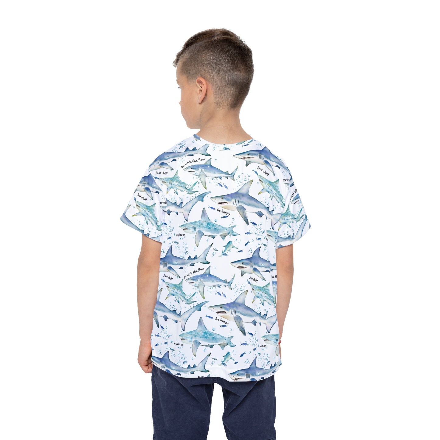 Kids Tshirt - Shark Sports Jersey With Happy Beach Quotes