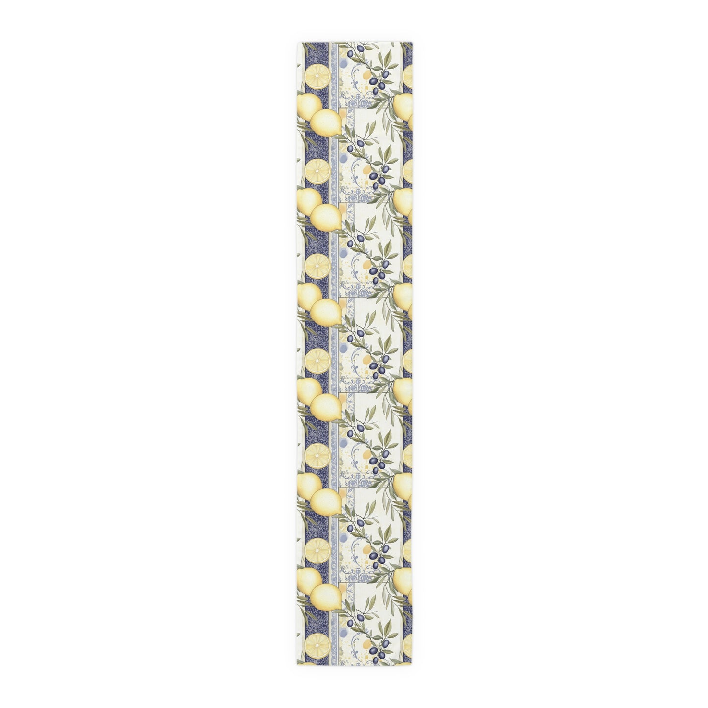 Table Runner - Cotton Mediterranean Tuscun Lemon & Olive Design