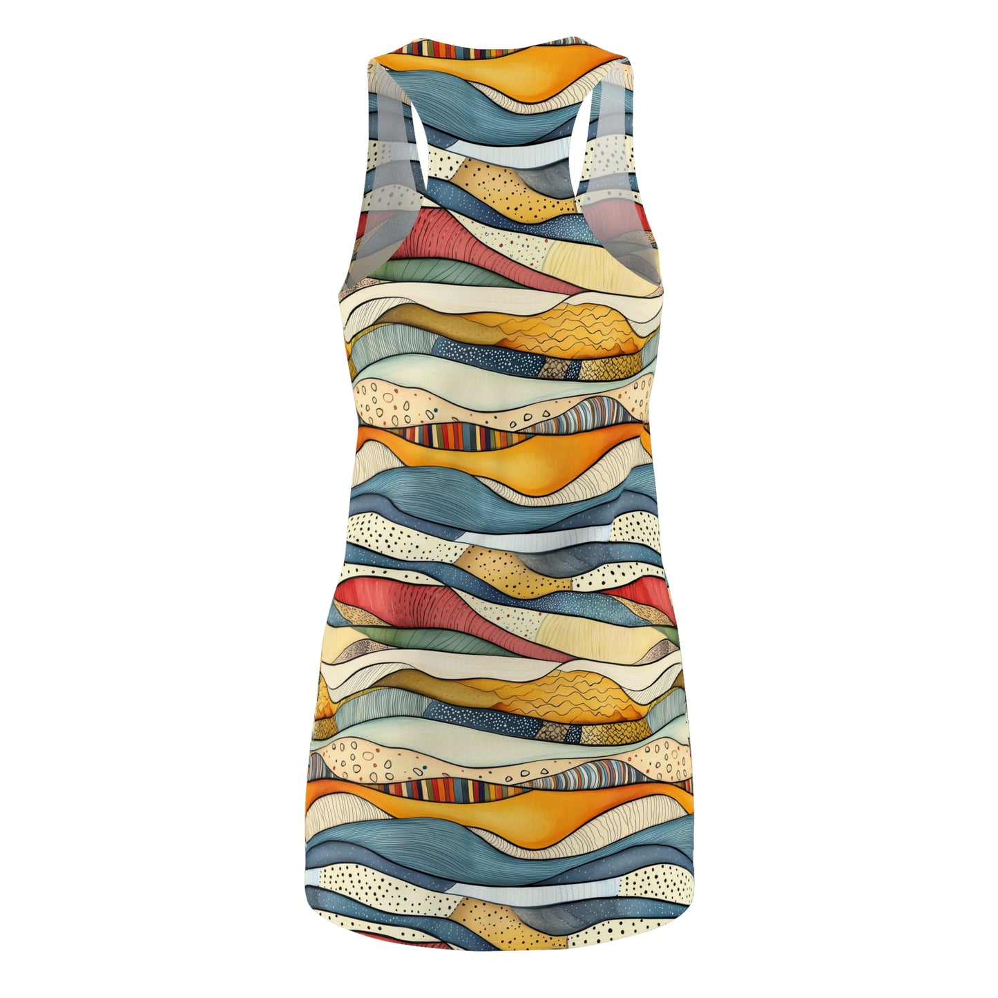 Racerback Dress - Bohemian Colorful And Decorative Wavy Hills