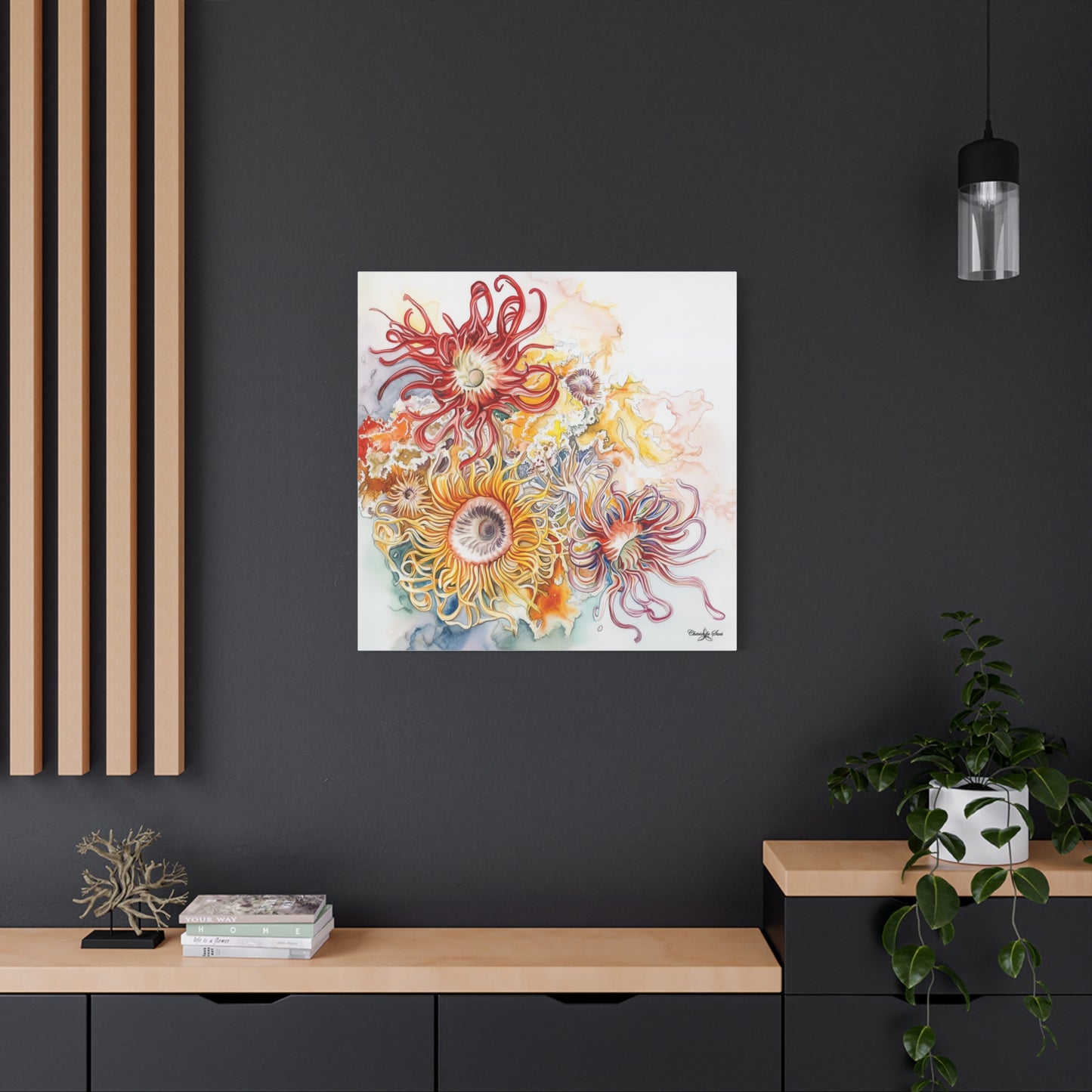 Canvas Art - Ocean Sea Anemones Watercolor