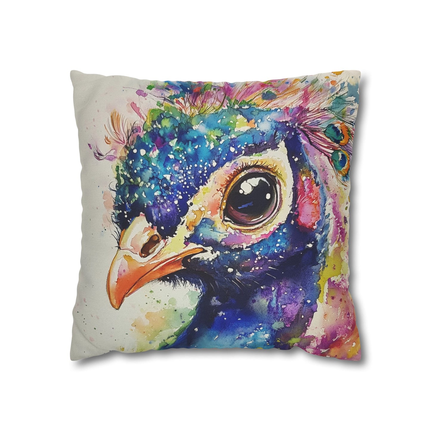Print Pillowcase - Baby Peacock In Colorful Watercolors