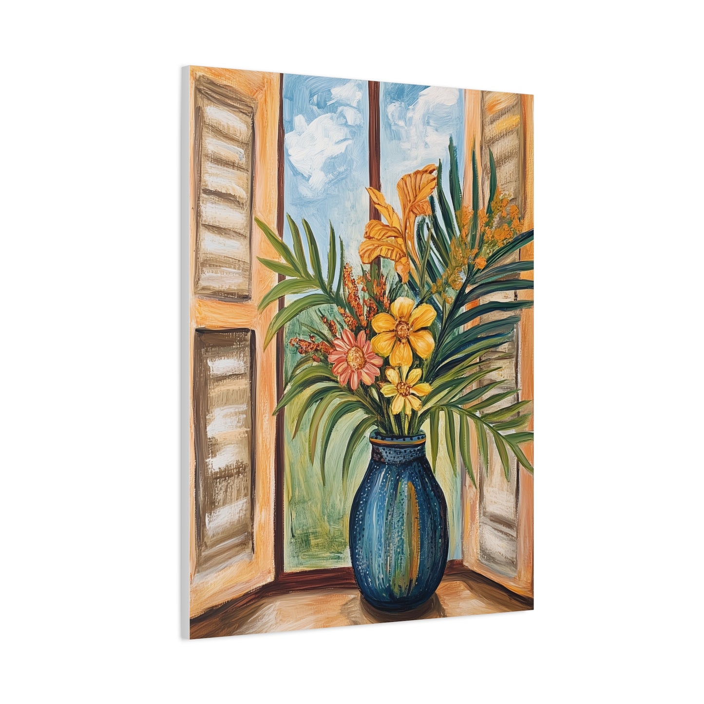 Canvas Art - Tropical Island Window Floral Bouquet