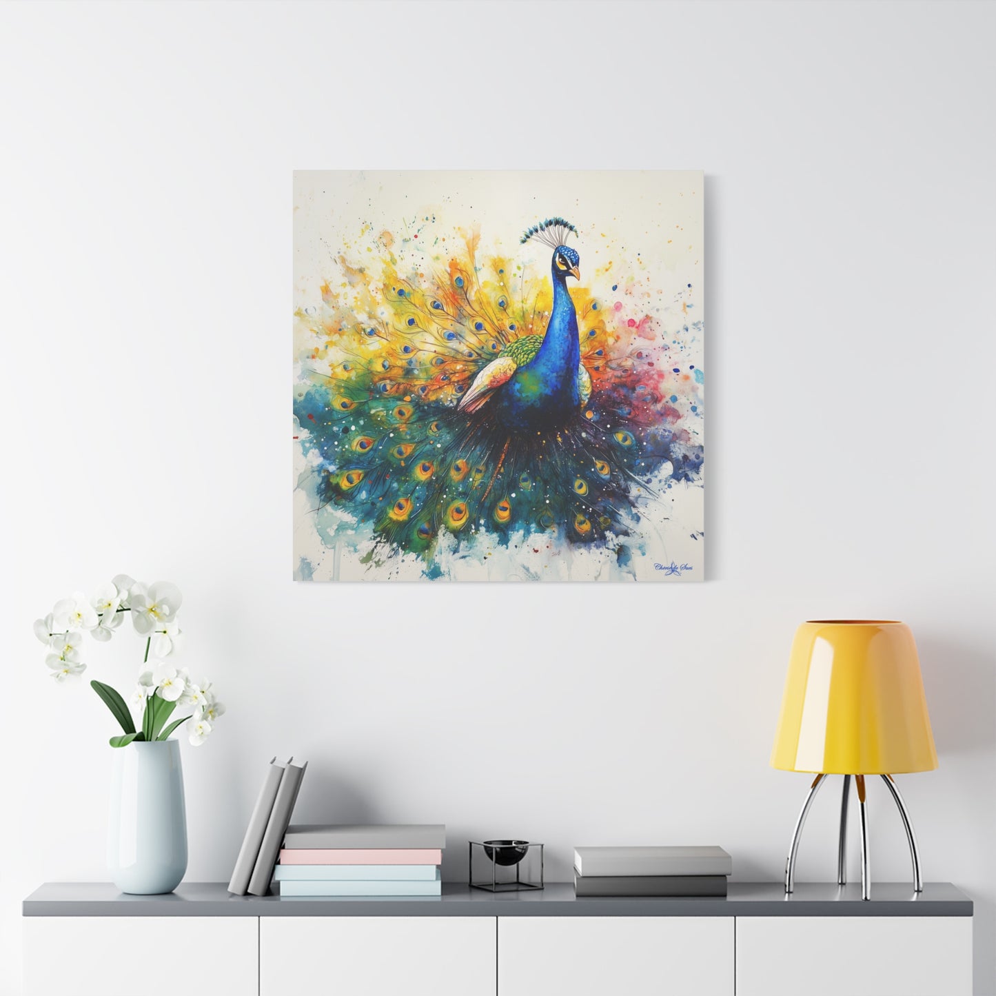 Canvas Art - Elegant Peacock Watercolor