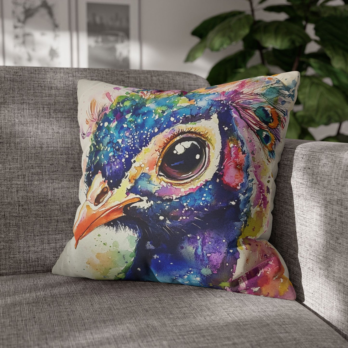 Print Pillowcase - Baby Peacock In Colorful Watercolors