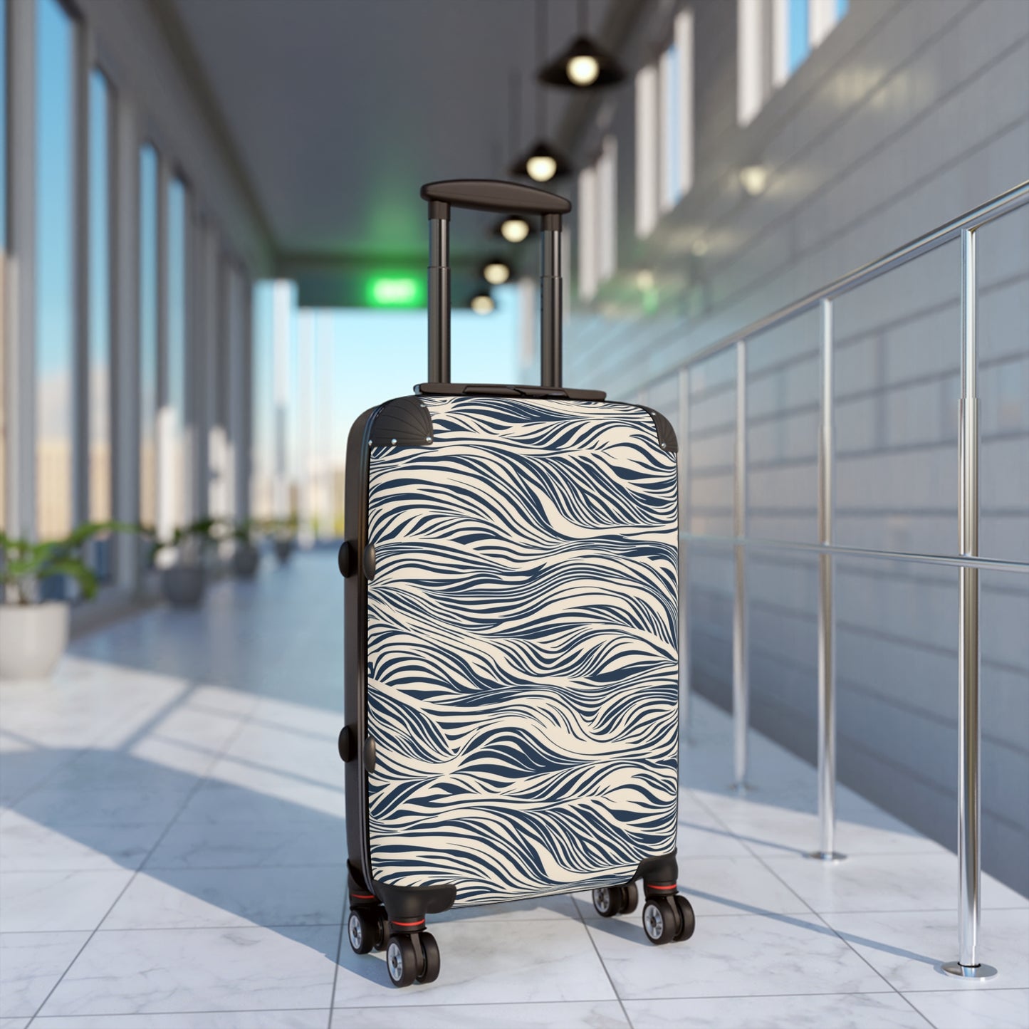 Travel Suitcase - Coastal Navy Wave Pattern