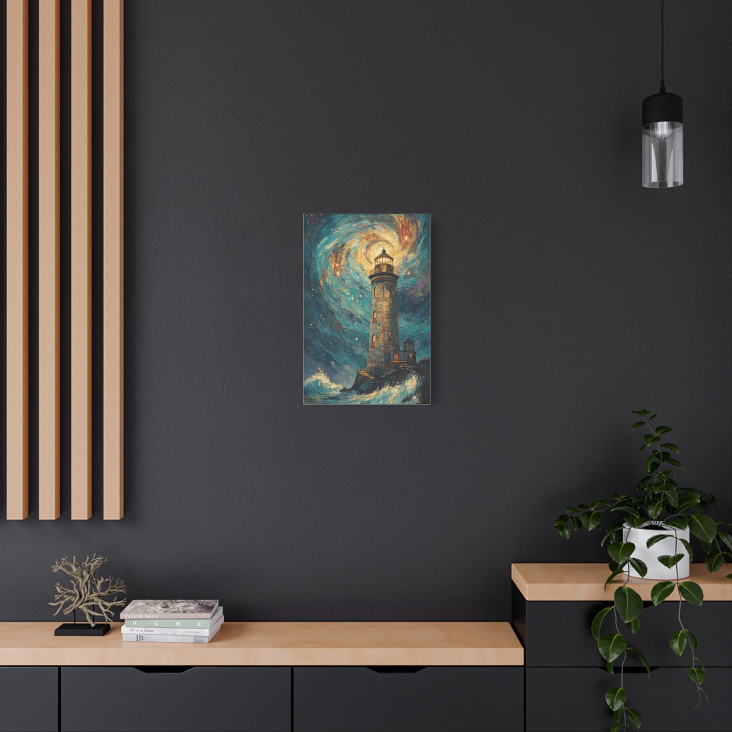 Canvas Art - Starry Night Lighthouse 2 Oil Painting