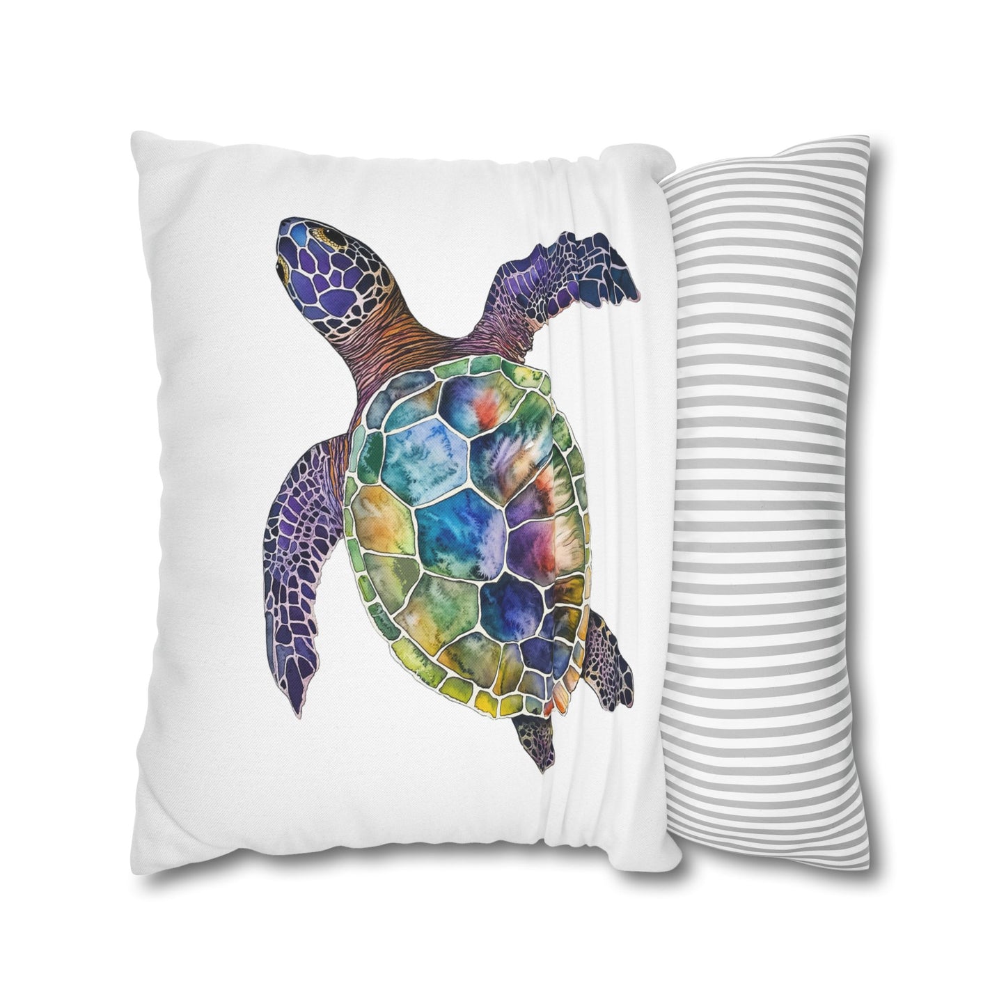 Square Pillow Cover - Ocean-Inspired Sea Turtle for Beach Lovers