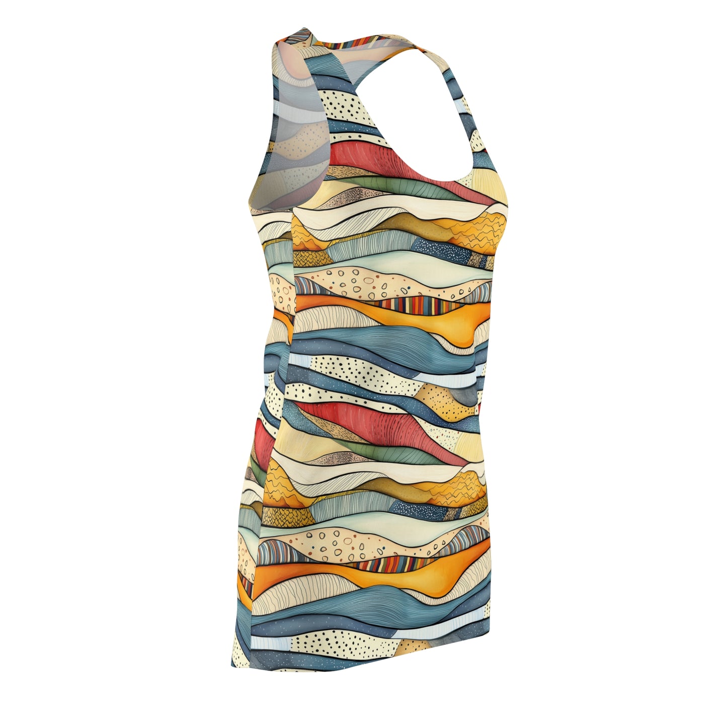 Racerback Dress - Bohemian Colorful And Decorative Wavy Hills