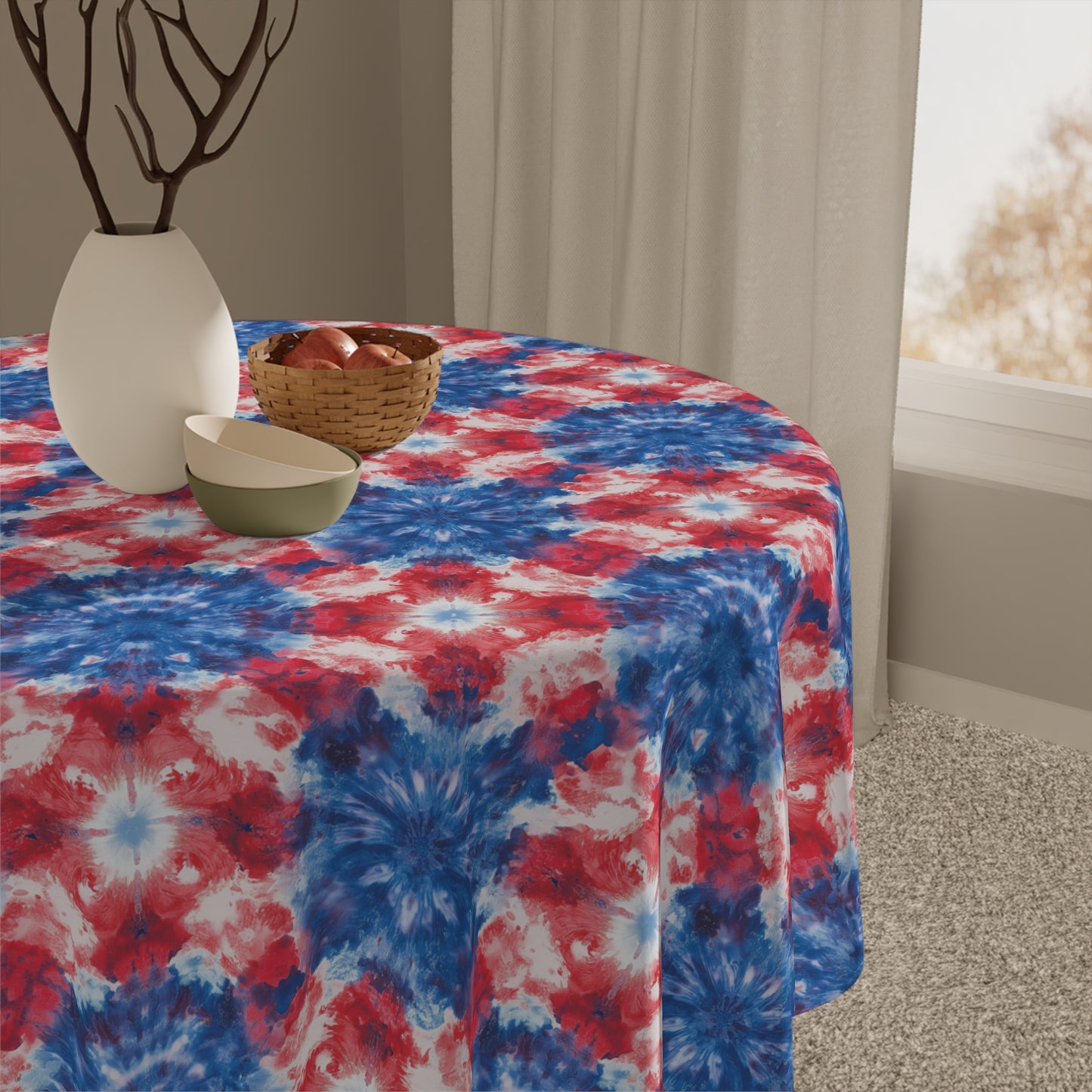 Square Tablecloth - Patriotic Red, White & Blue Tie-Dye