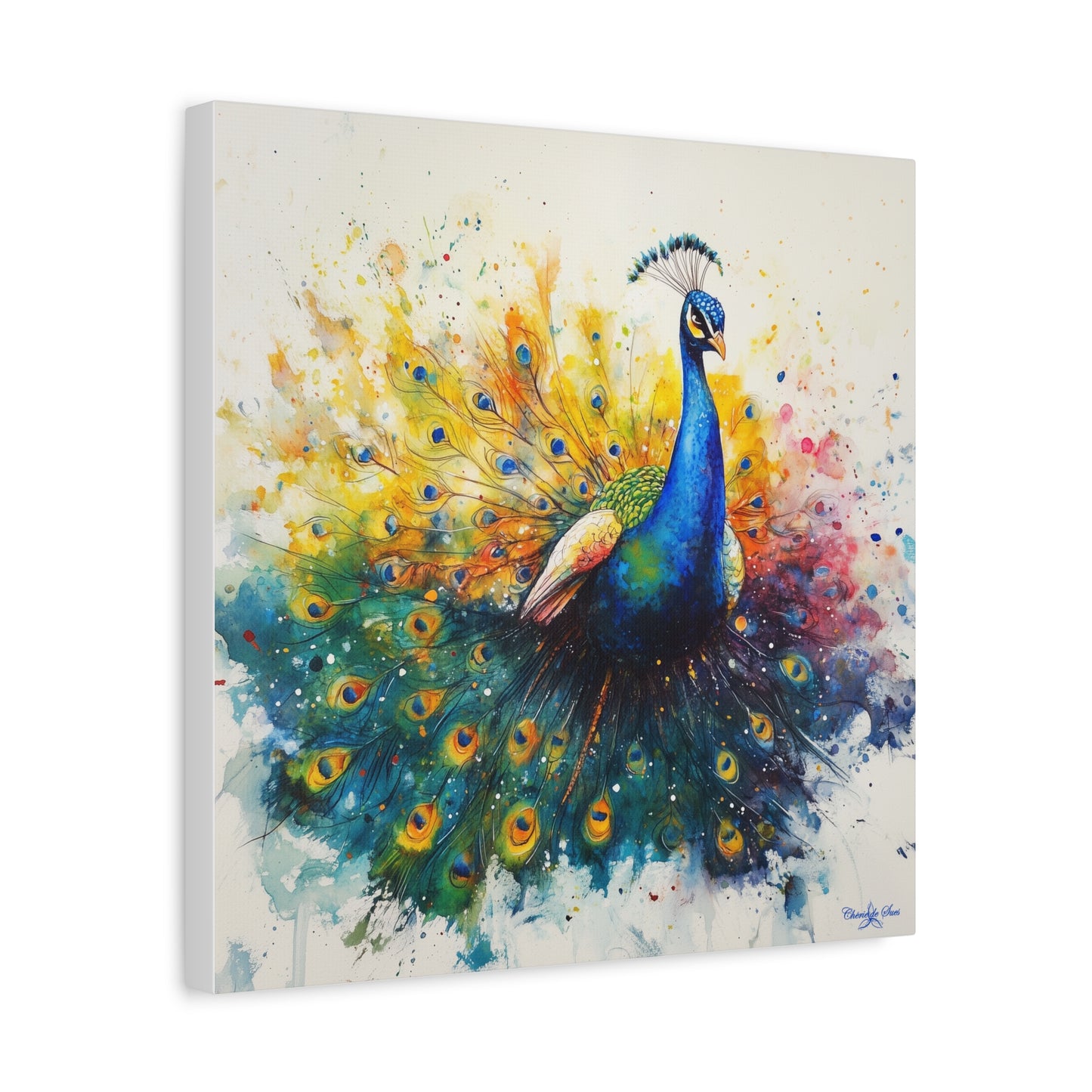 Canvas Art - Elegant Peacock Watercolor