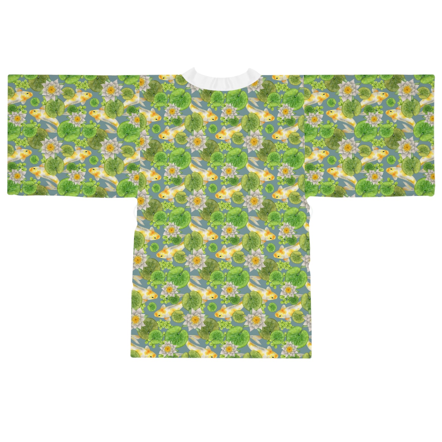 Kimono Robe - Japanese Yellow Koi And Lily Pads