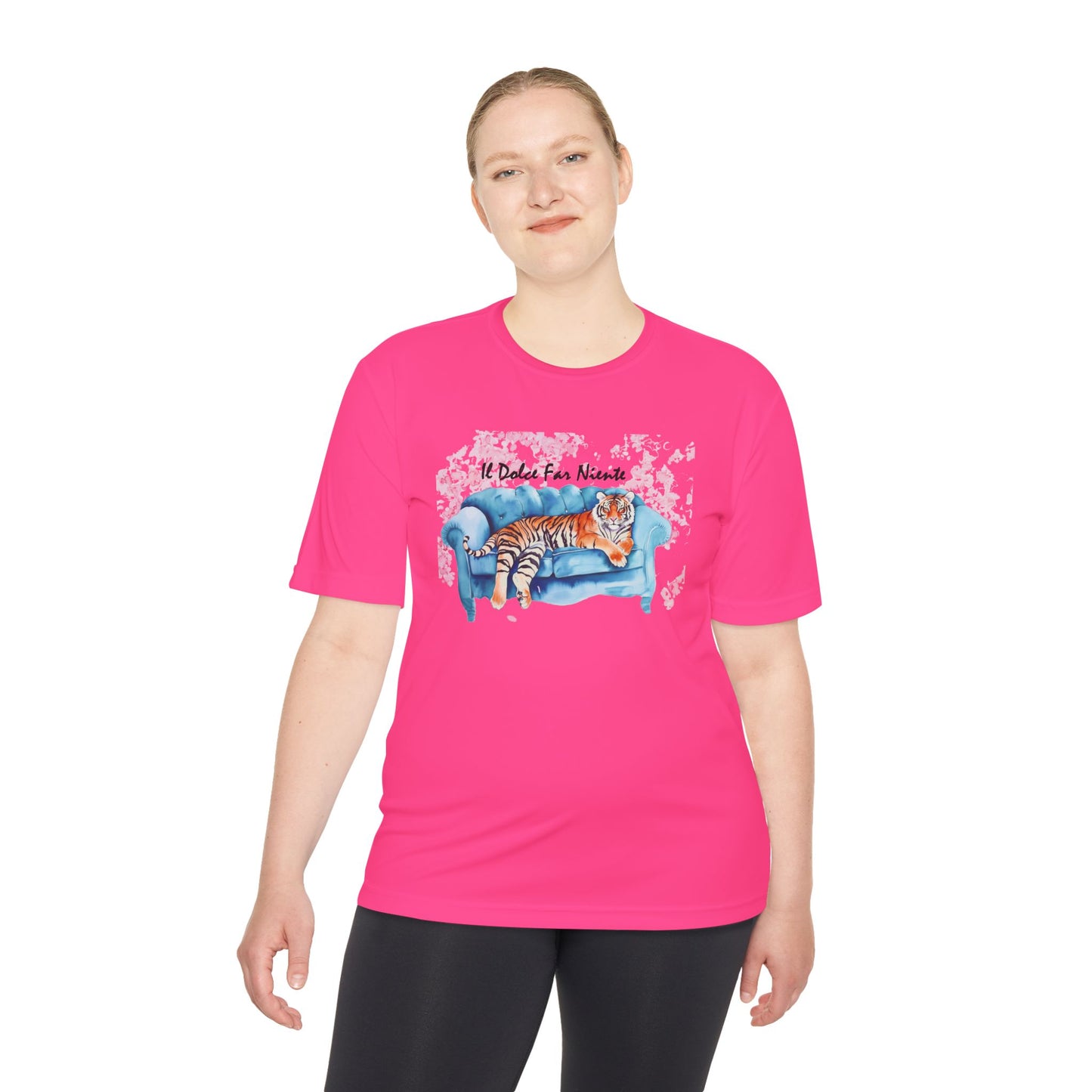 Women's Novelty Tshirt - Watercolor Tiger On Couch il Dolce Far Niente