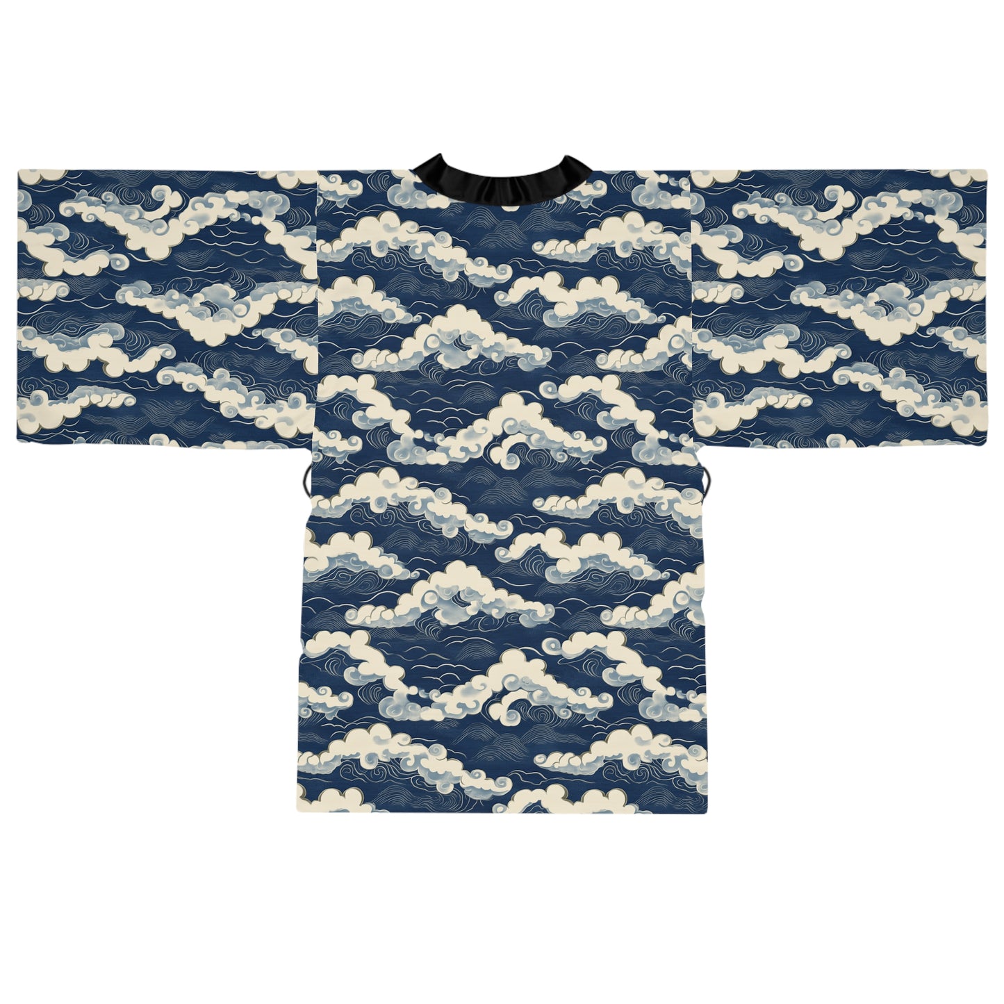 Kimono Robe - Japanese Cloud Art in Navy and Cream