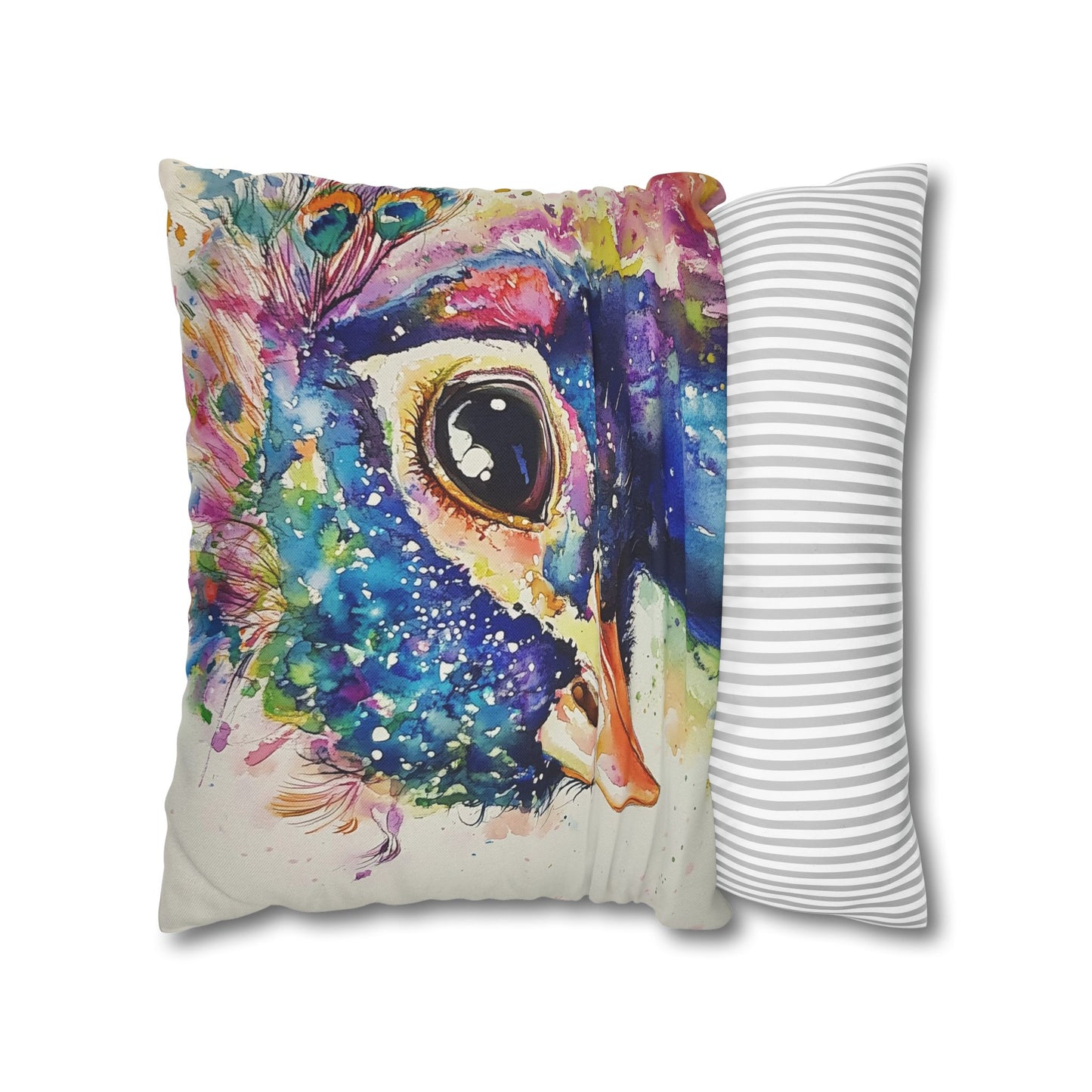 Print Pillowcase - Baby Peacock In Colorful Watercolors