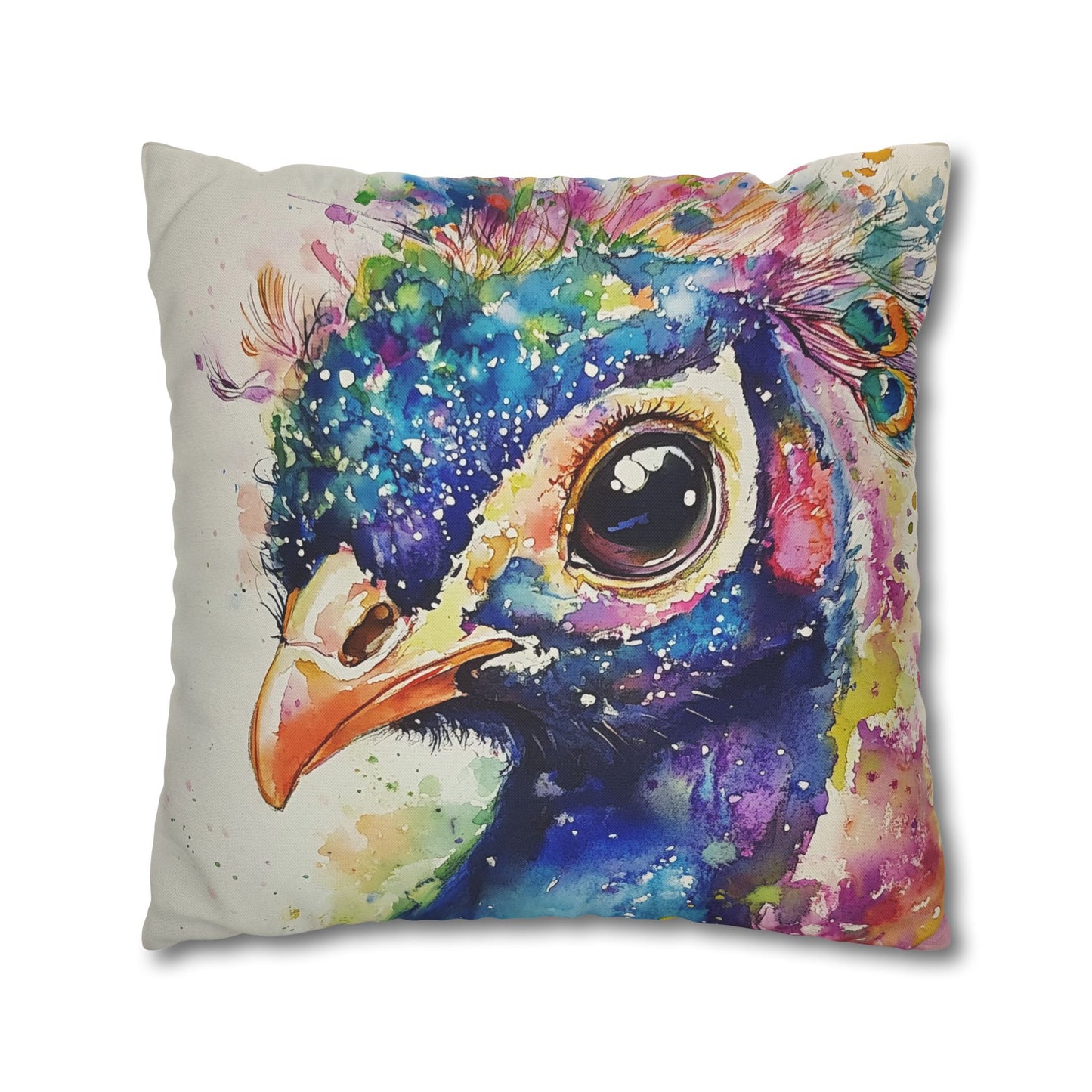 Print Pillowcase - Baby Peacock In Colorful Watercolors