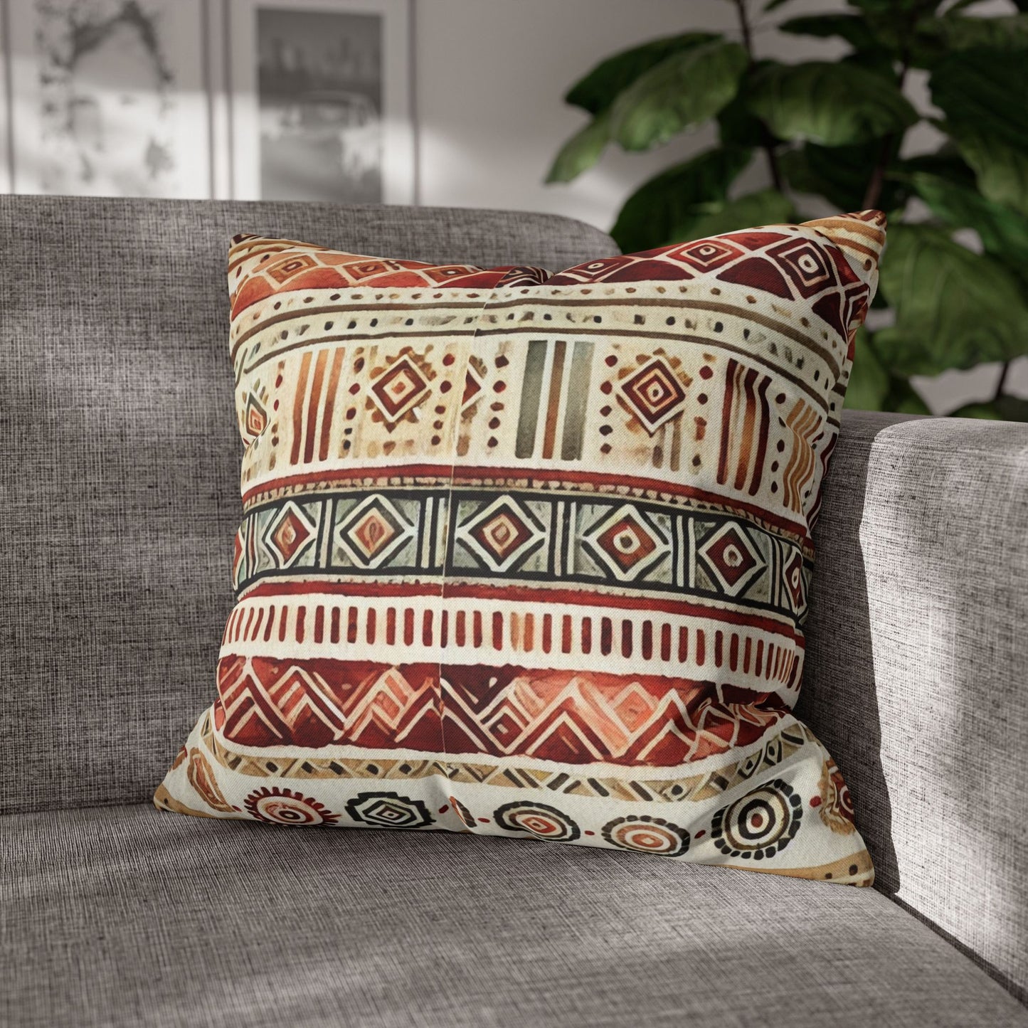 Square Pillow Cover - Bohemian Batik Tribal Pattern