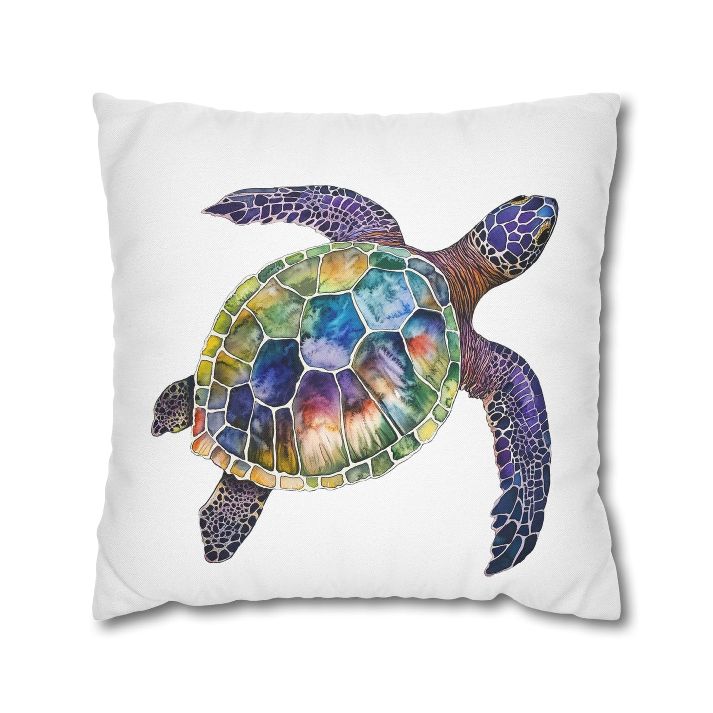 Square Pillow Cover - Ocean-Inspired Sea Turtle for Beach Lovers