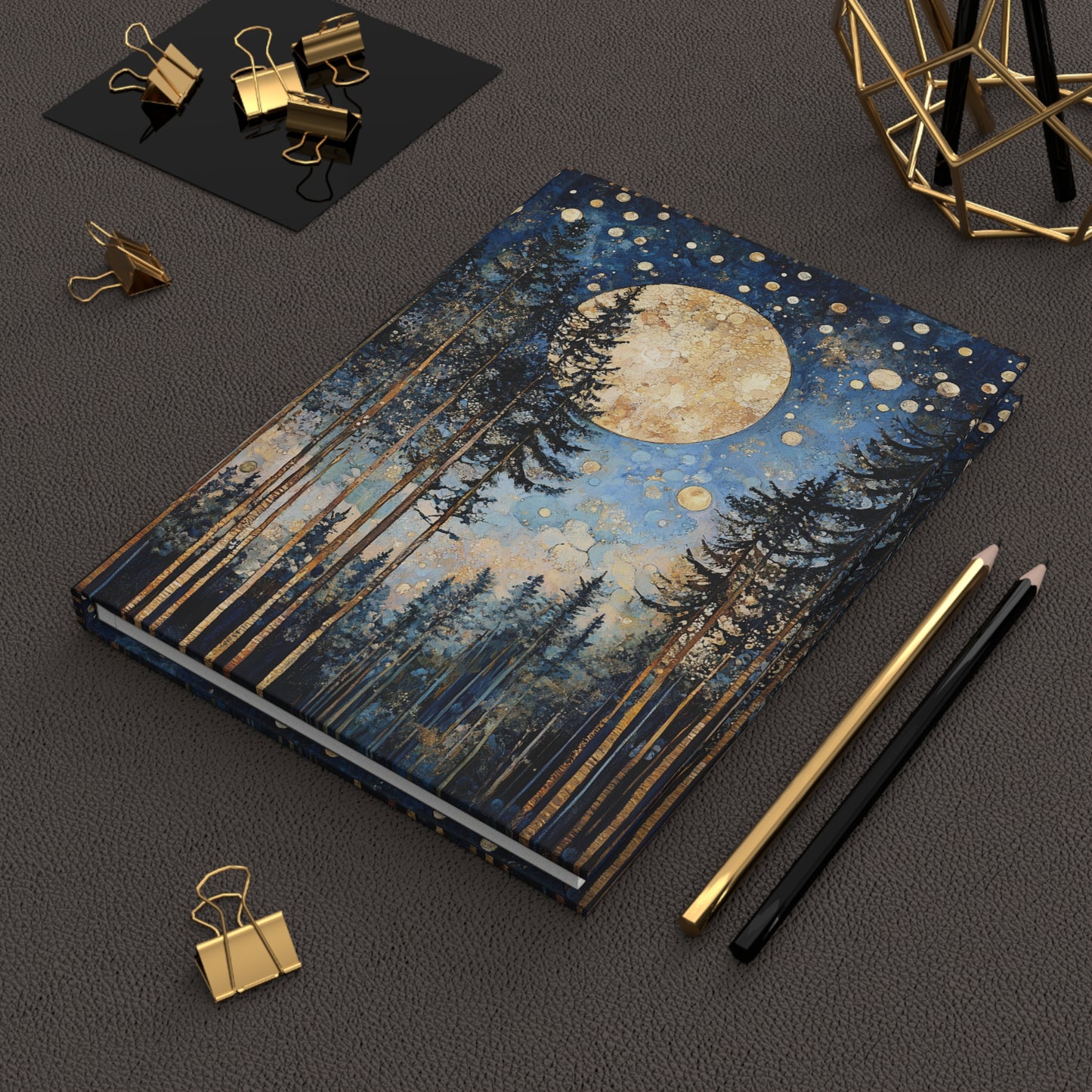 Hardcover Journal - Serene Moonlit And Starry Forest