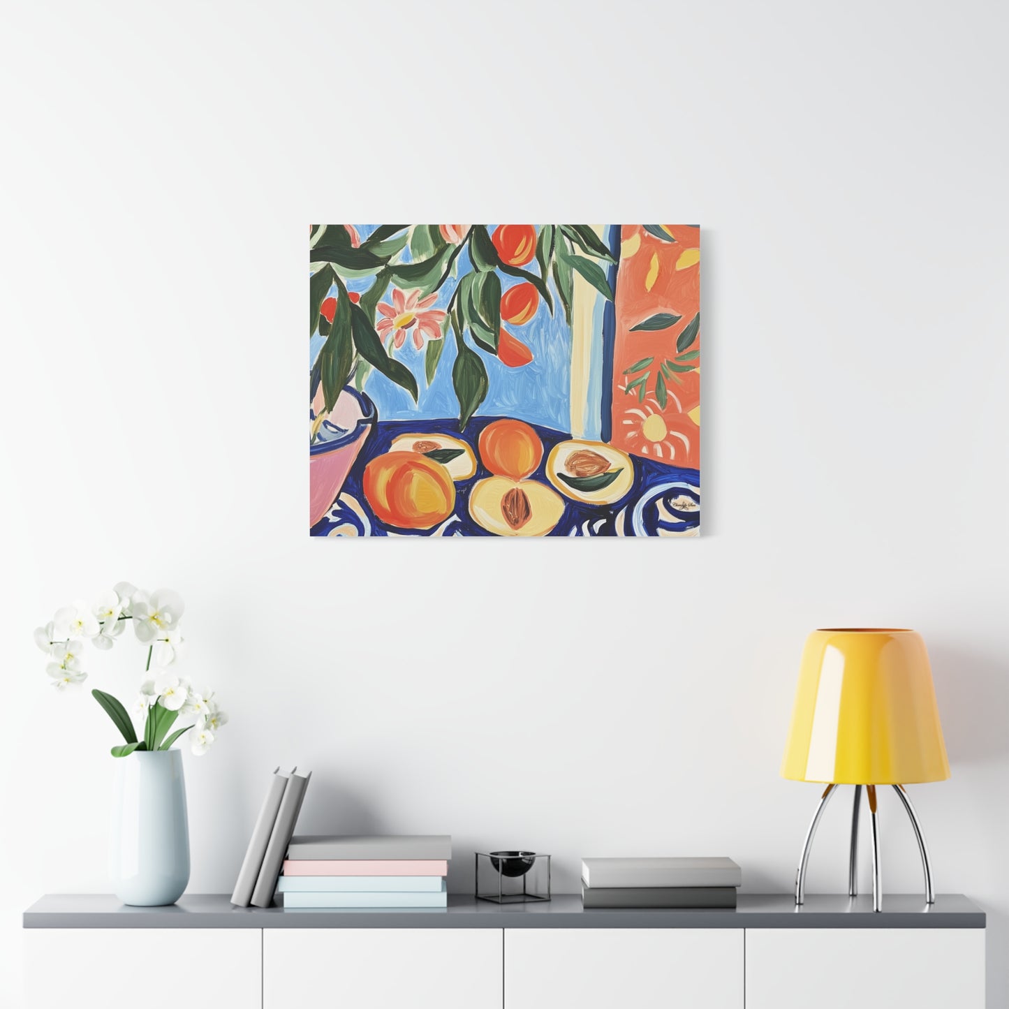 Canvas Art - Flowers And Peaches Still Life