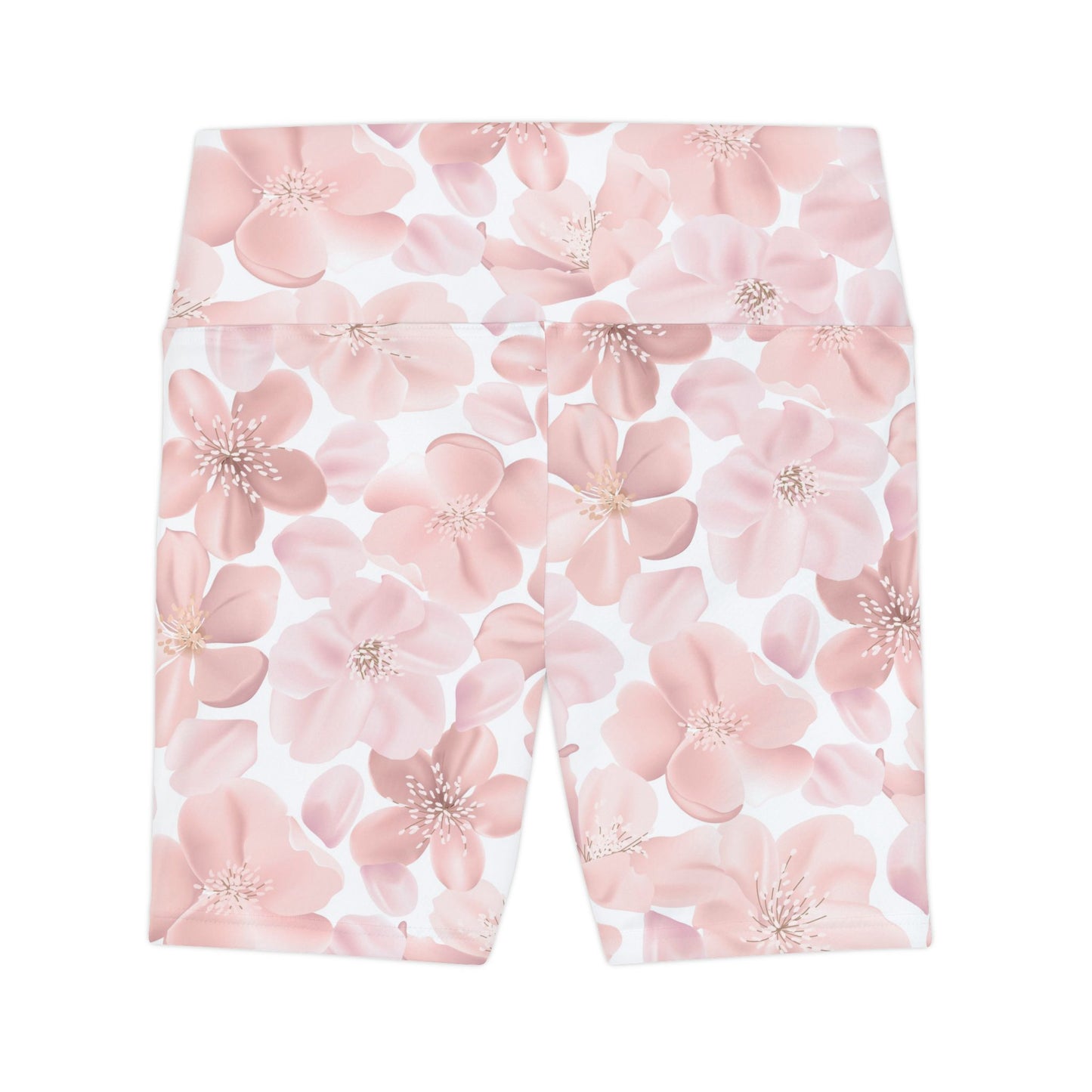 Athletic Shorts - Pink Sakura Floral On White Women's Workout Shorts