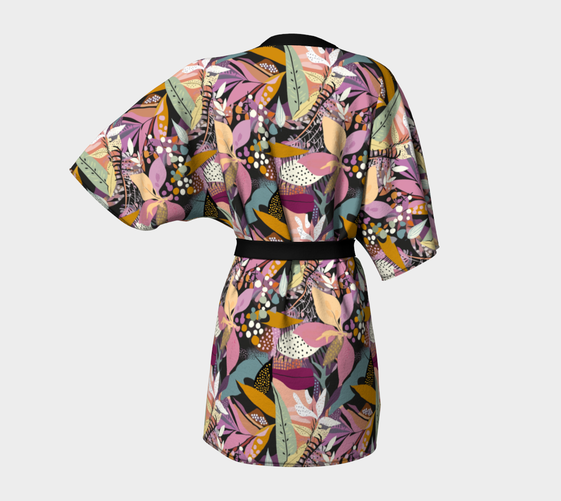 Tropical Floral Abstract Short Kimono