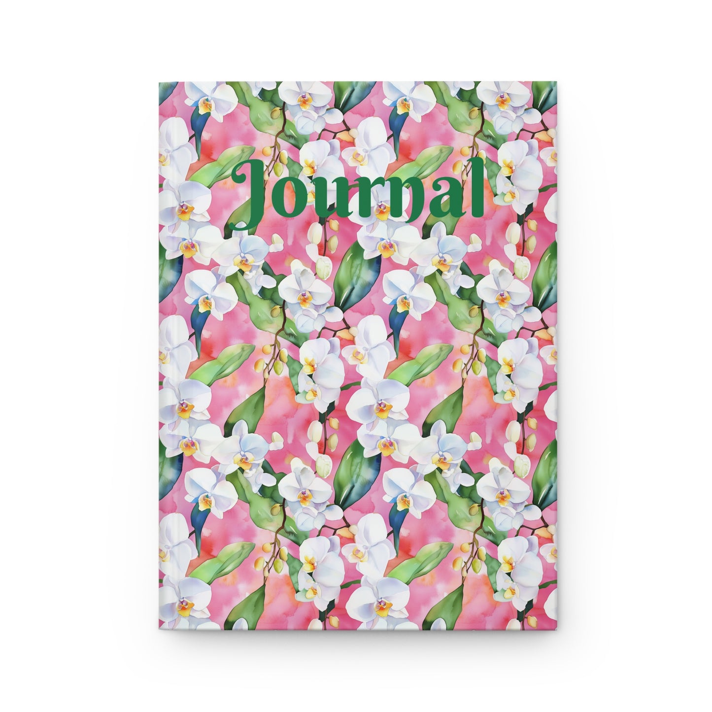 Hardcover Journal - White Orchids On Pink Watercolor