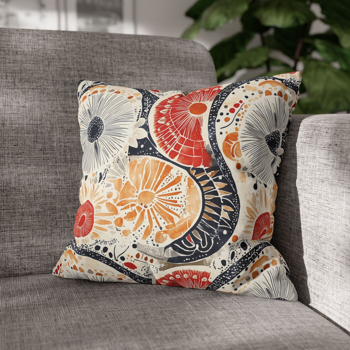 Square Pillow Cover - Boho Mandala Abstract